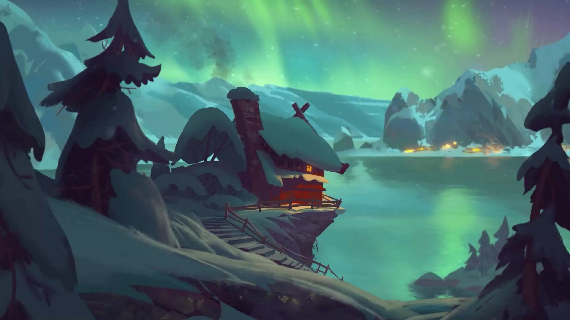 1920x1080 Warm Winter Cabin Live Wallpaper