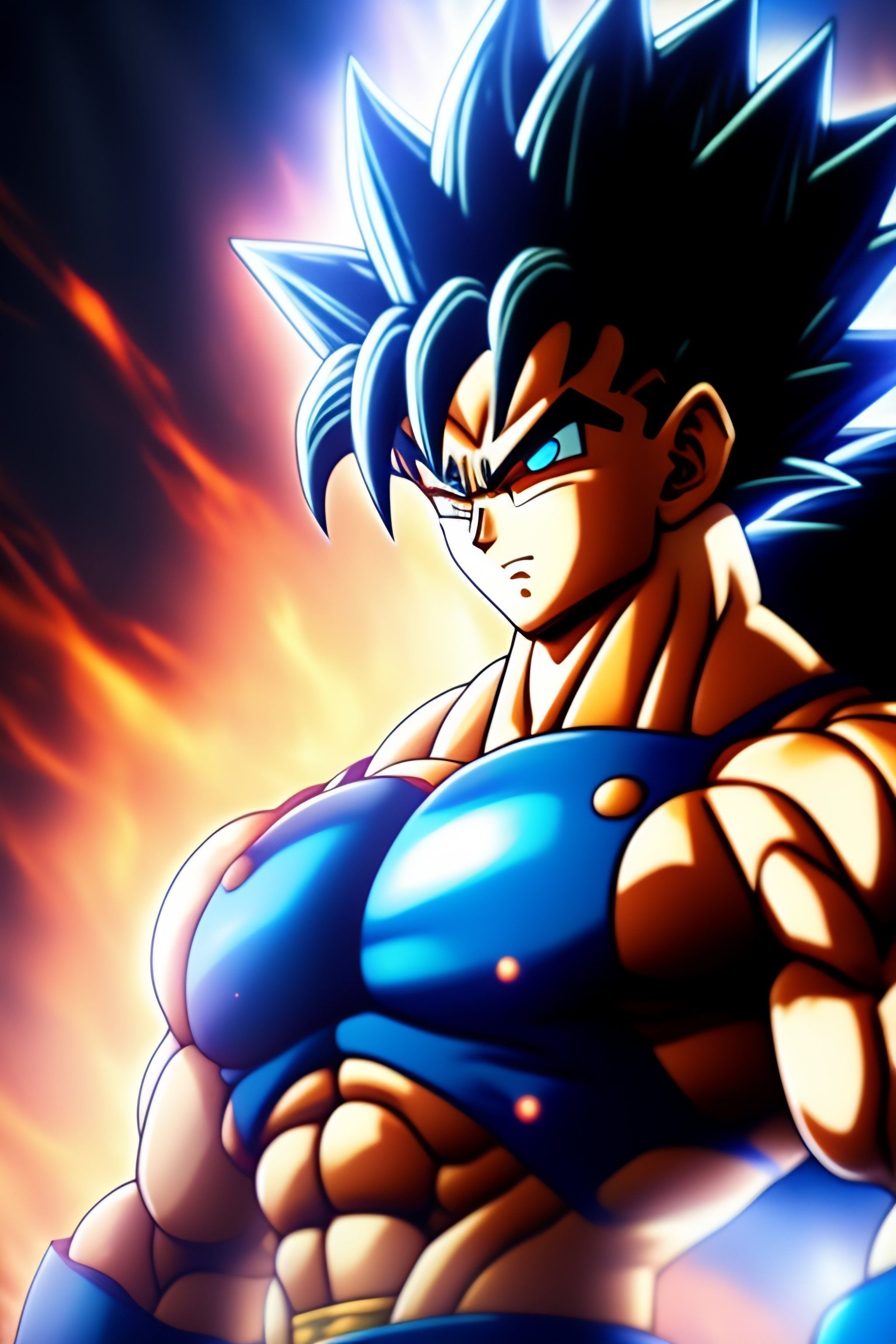 2048x3072 Lexica wallpapper of son goku, full body super saiyan god blue, UHD, use hair blue