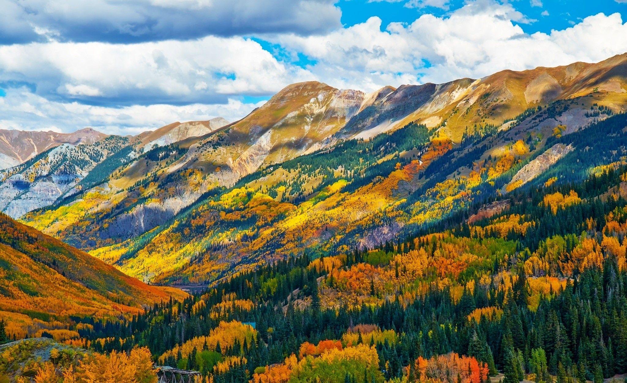 2048x1253 Mountain Clouds Fall Landscape Colors Leaves Trees Autumn Usa
