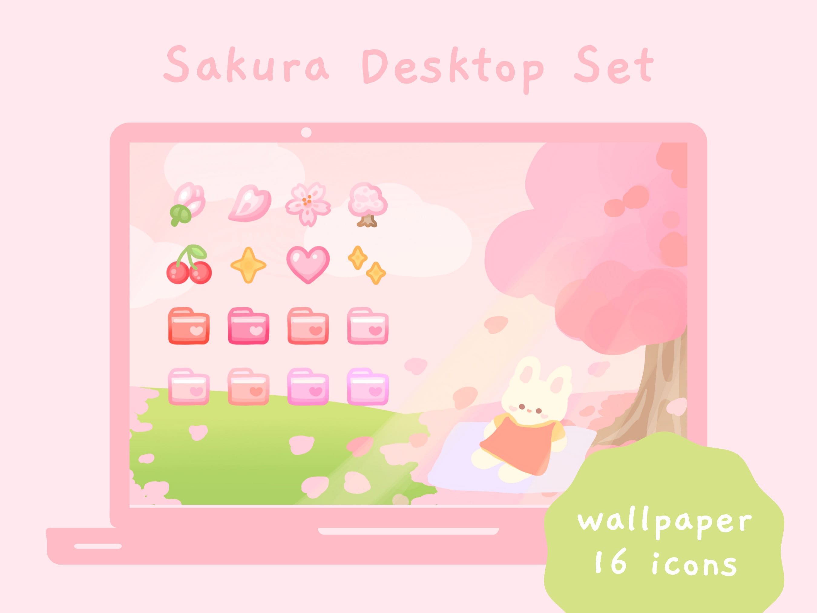 2700x2025 Cute Sakura Desktop Icon Set Windows & Mac Wallpaper