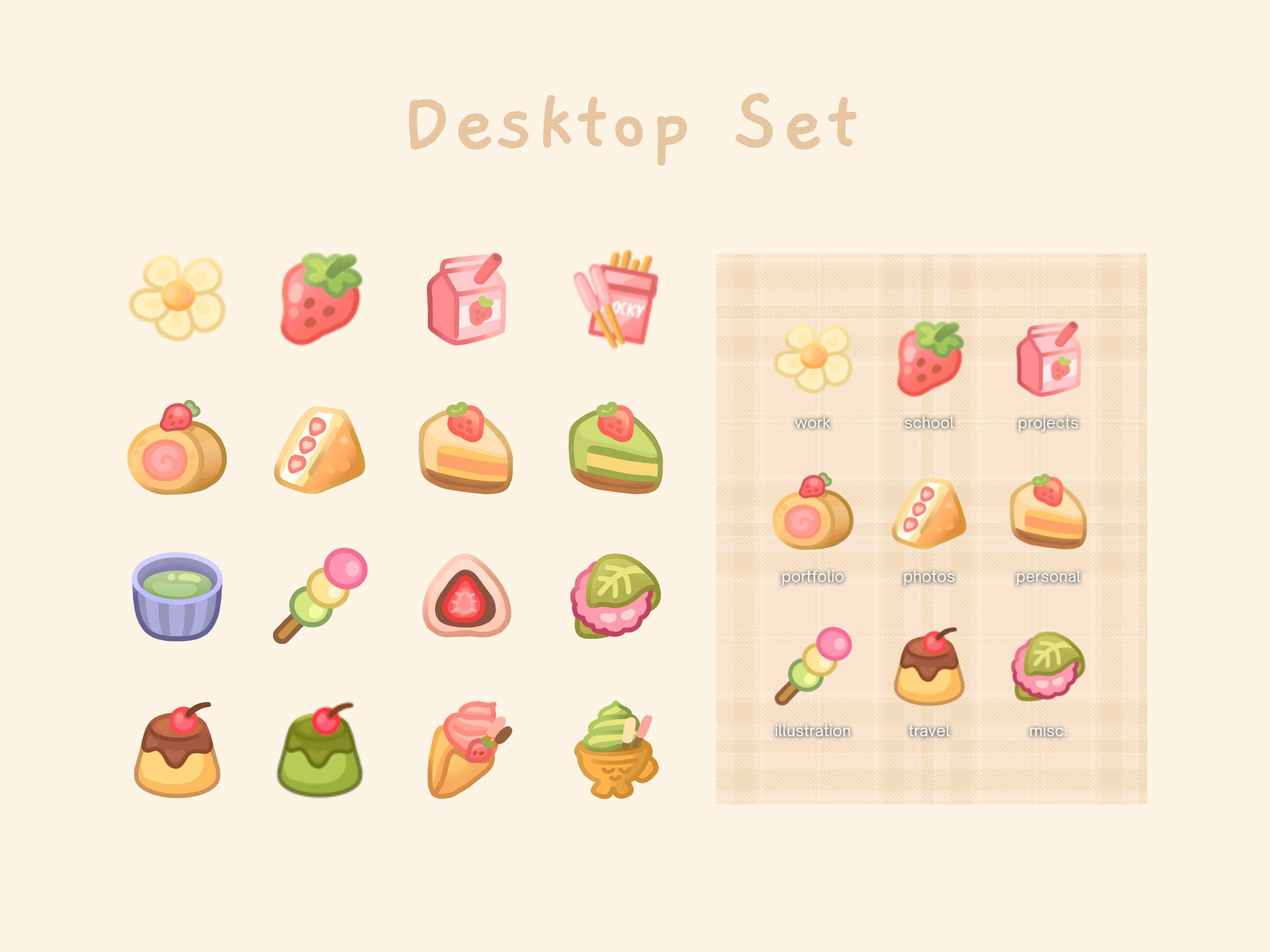 2700x2025 Cute Desktop Set 16 Icon Wallpaper Japanese Sweets