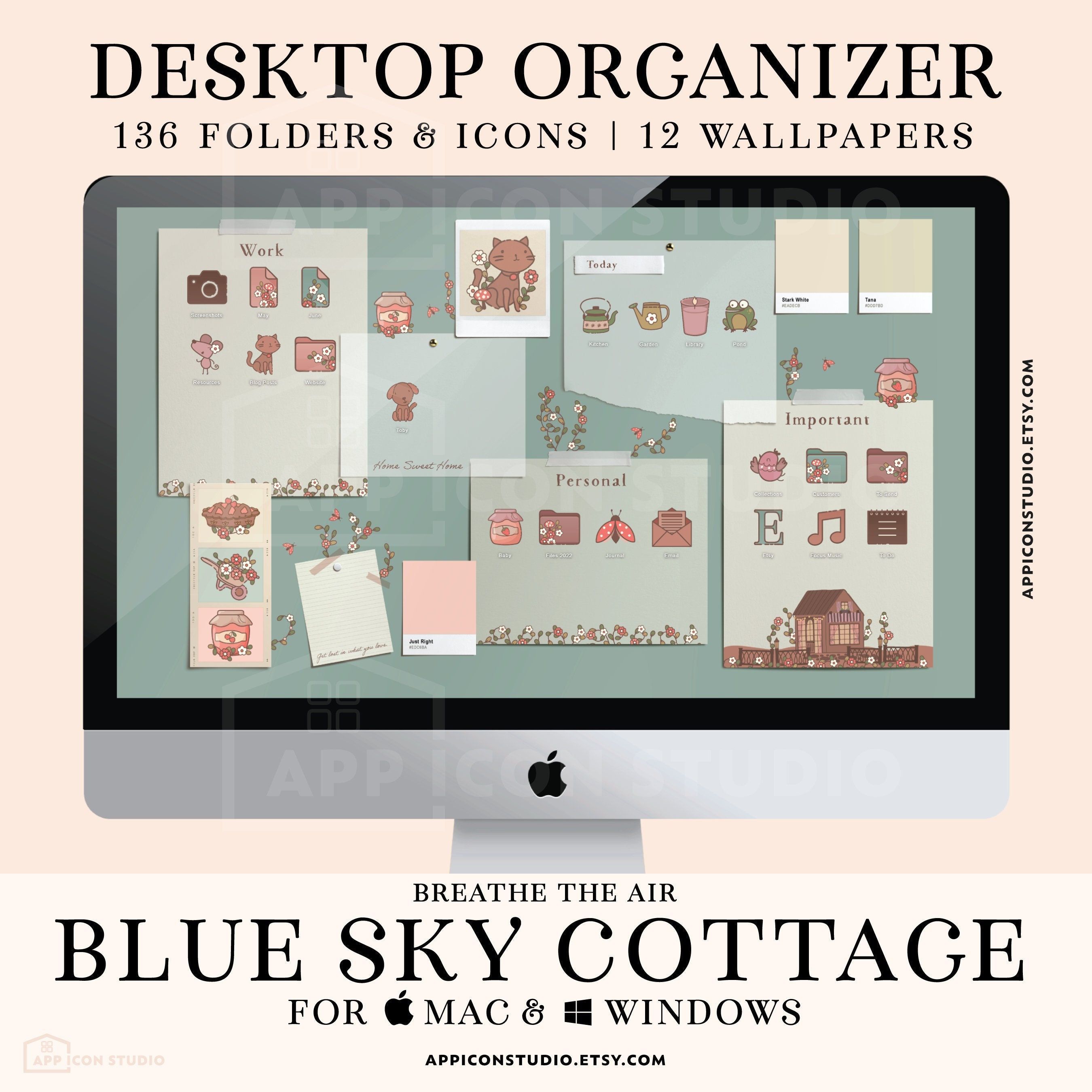 2700x2700 Mac Desktop Wallpaper Icon and Folders Cottagecore. Mac desktop, Desktop, Desktop organization