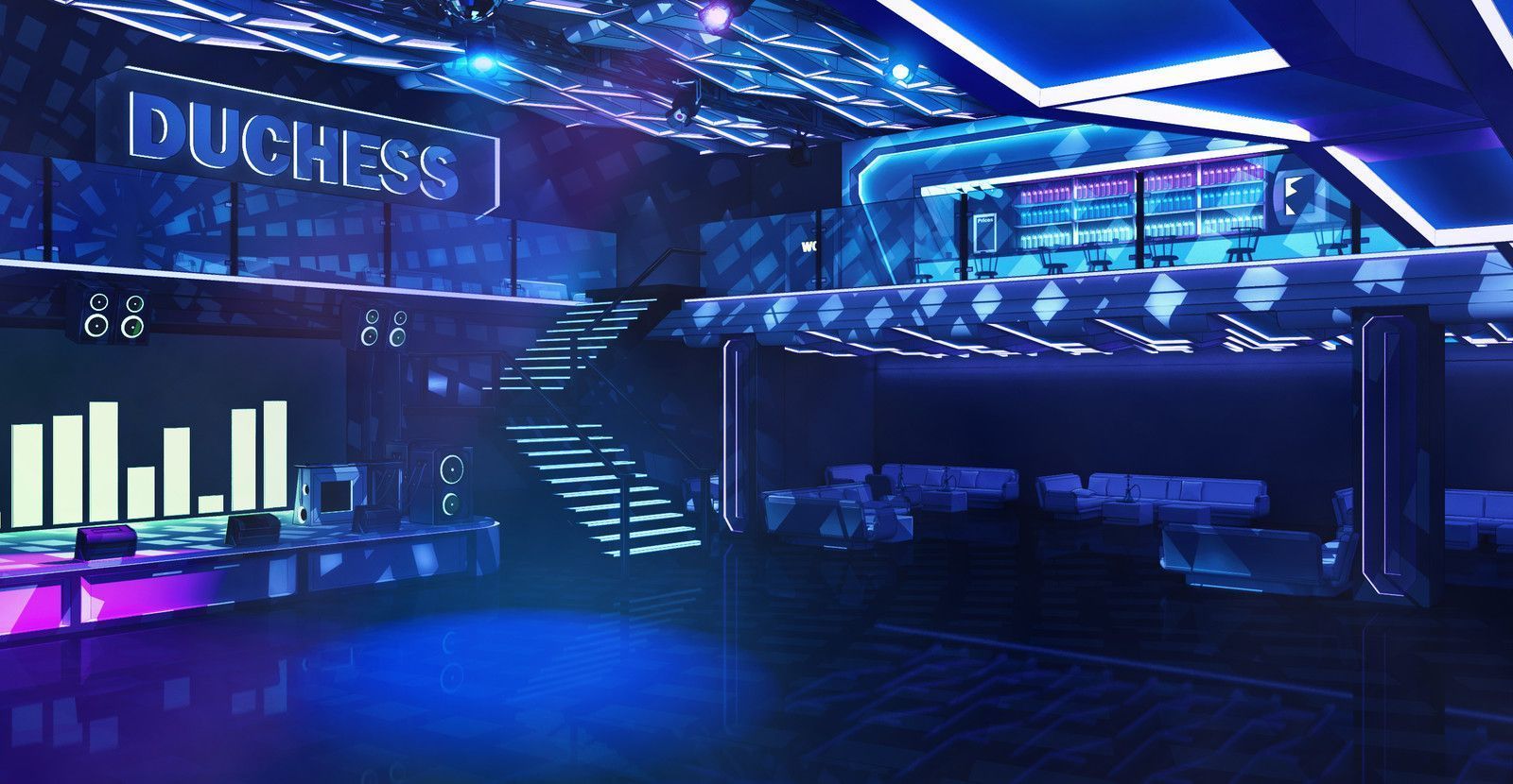 1600x830 Nightclub Duchess Artwork Gz6GE. Night Club, Anime Background, Episode Interactive Background