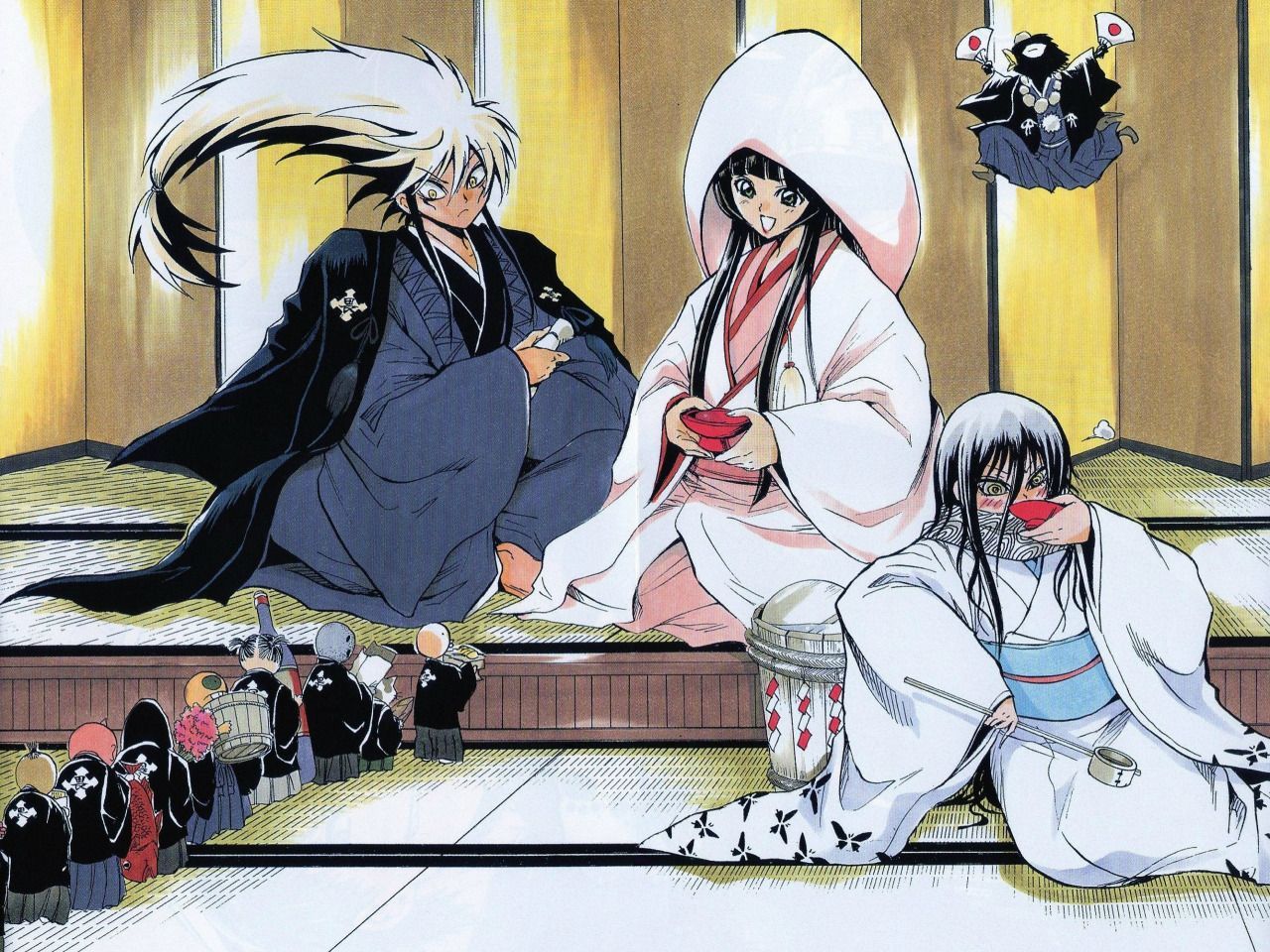 1280x960 Download wallpaper gifts, Japanese clothing, wedding, the ceremony, turn, youkai, Nurarihyon No Mago Online, Nurarihyon no Mago, section shonen in resolution 1280x960