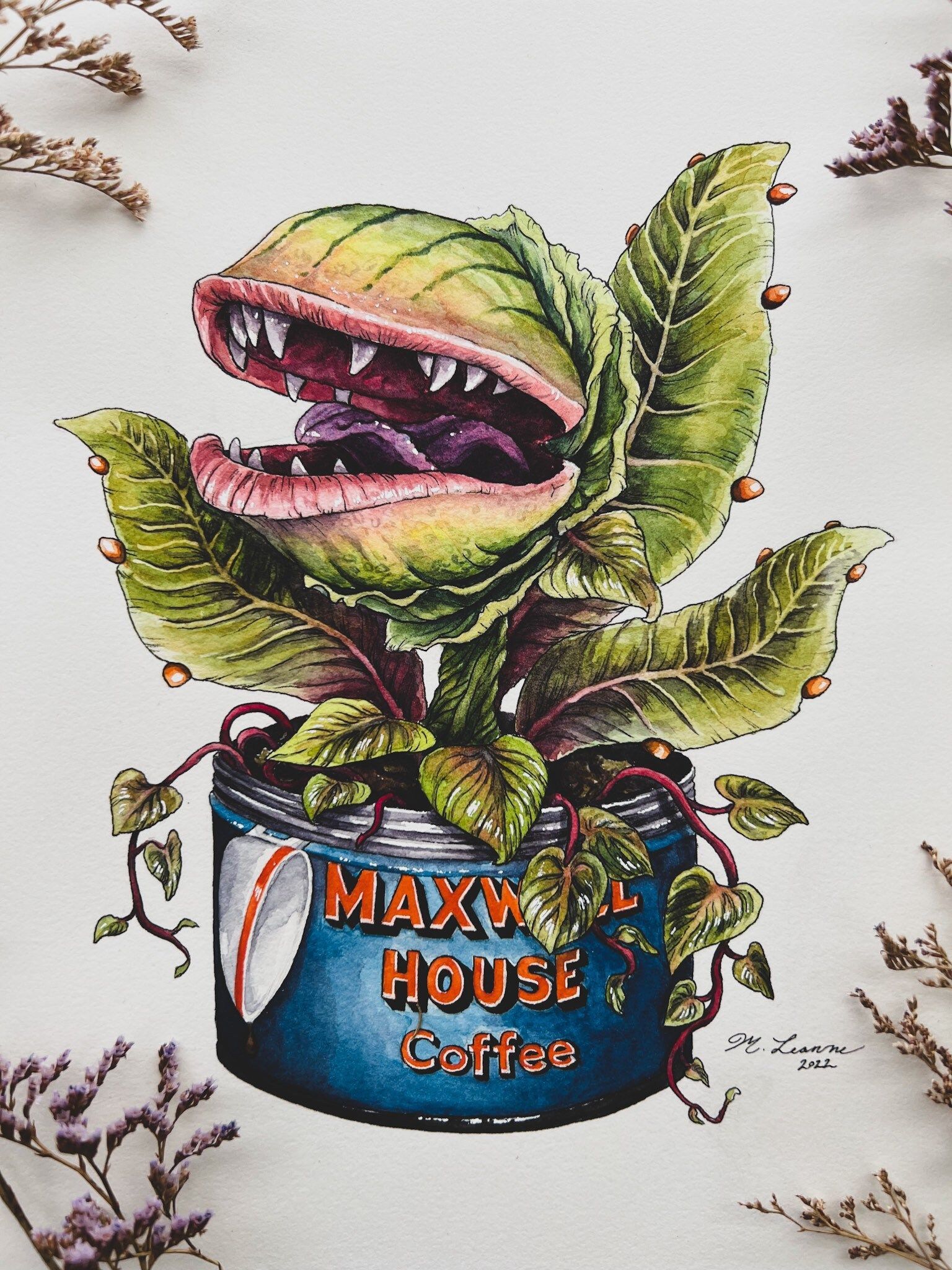 1536x2048 Audrey II Fine Art Print Watercolor Art Little Shop of
