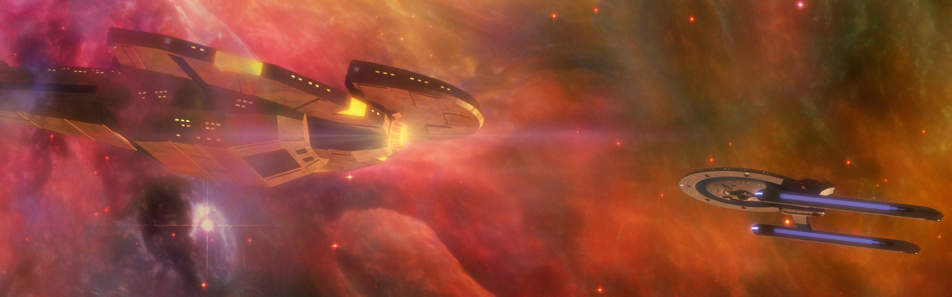 3840x1200 Download Star Wars Dual Screen Freighter Ships Wallpaper