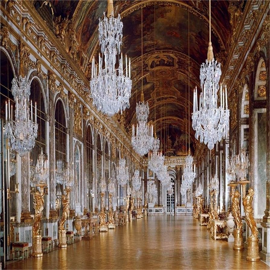 894x894 Amazon.com : AOFOTO 10x10ft Versailles Palace Mirror Gallery Background Luxury Chandelier Photography Backdrop Sculpture Retro Ceiling Mural Wedding Lovers Adult Portrait Vintage Photo Studio Props Wallpaper