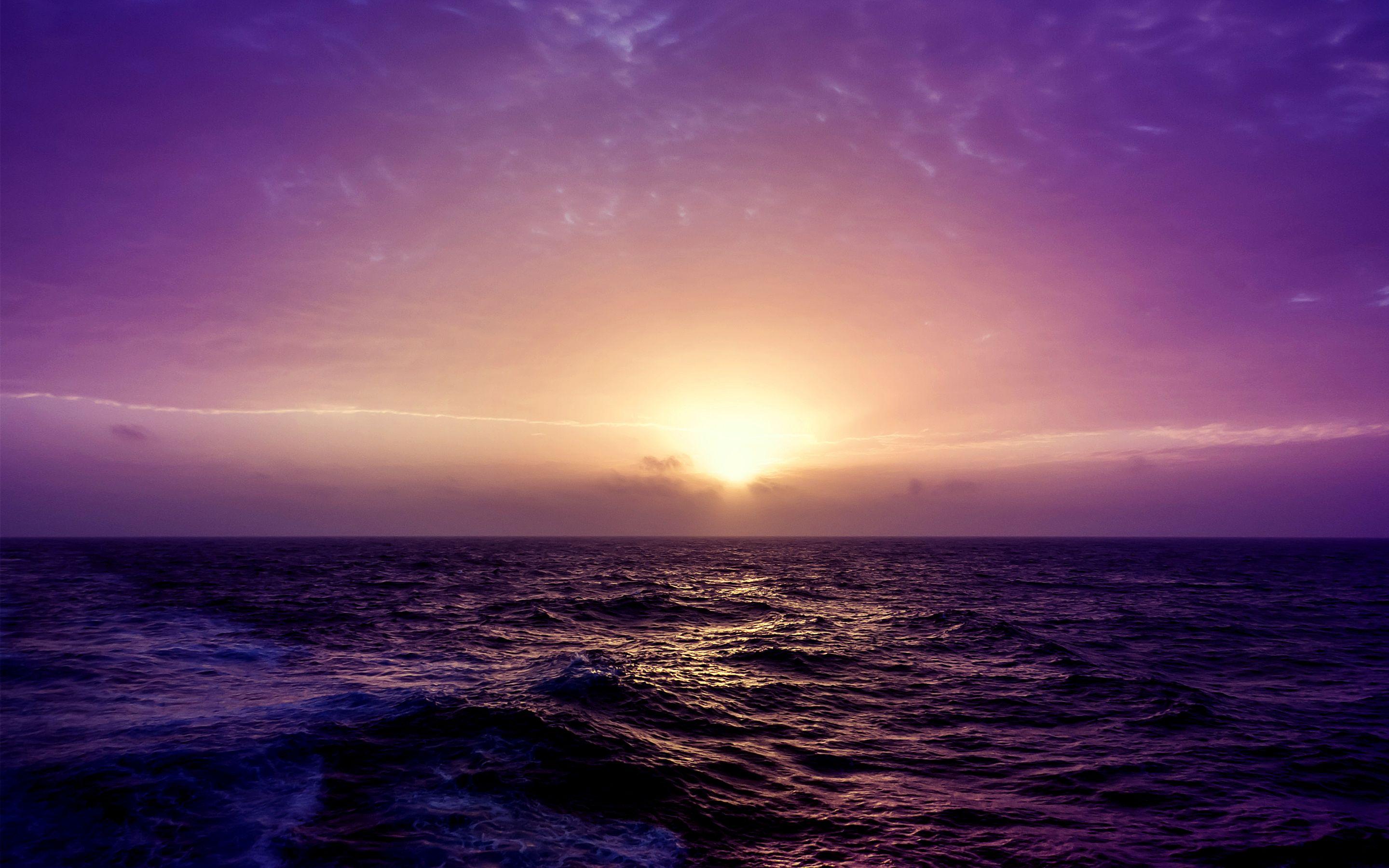2880x1800 Purple Sea Sunset Wallpaper