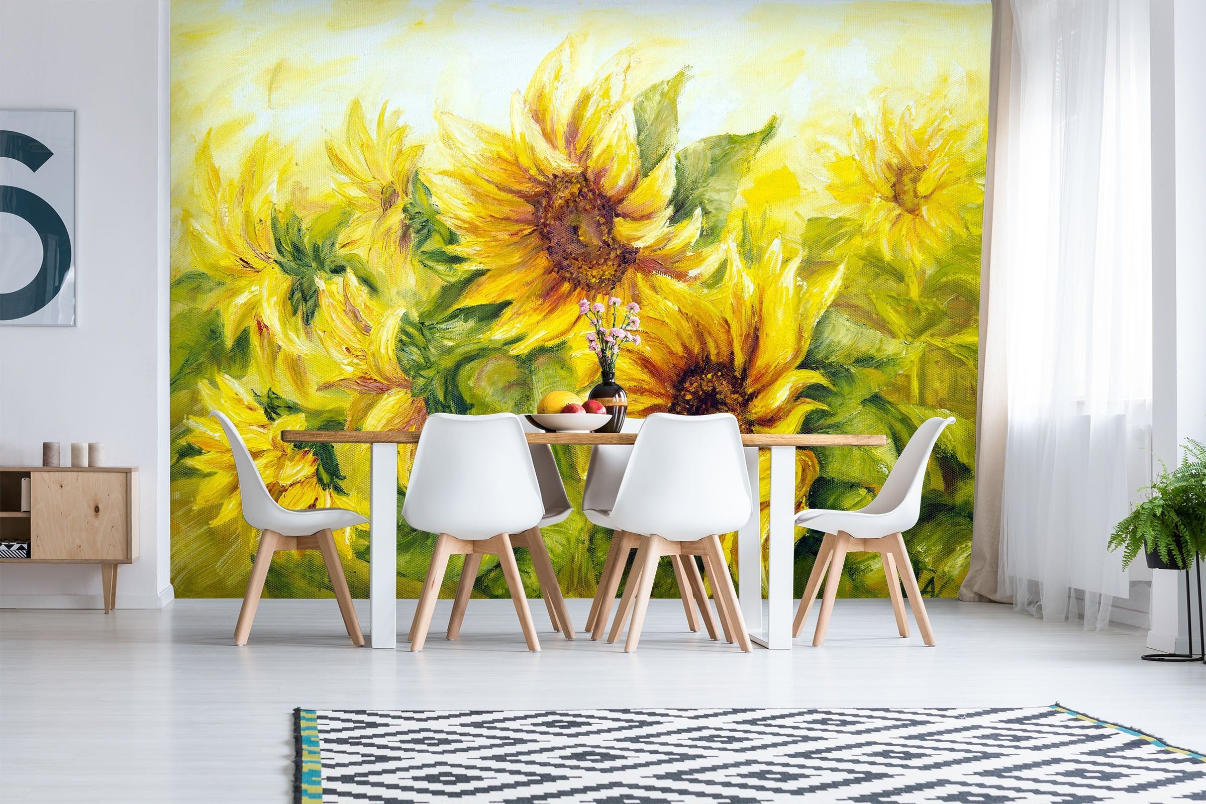 2400x1600 3D Oil Painting Sunflower 144 Wall Murals