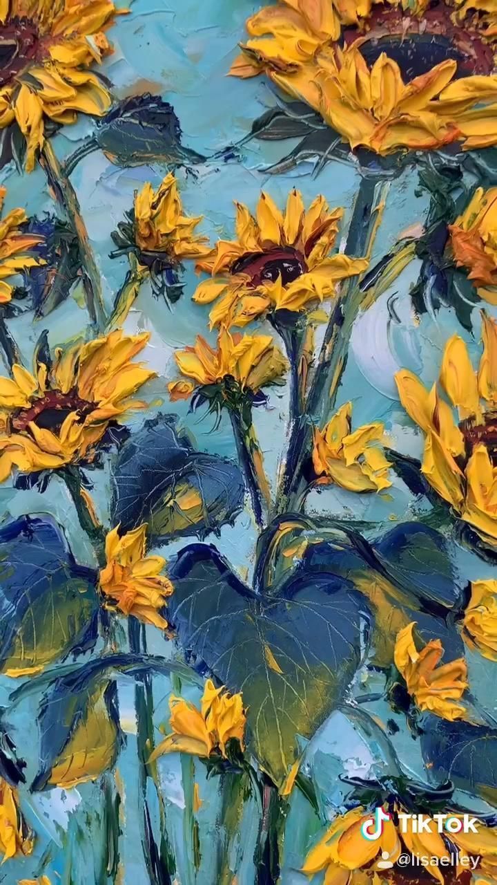 720x1280 Original Fine Palette Knife Art Oil Paintings by Lisa Elley. Home. Sunflower painting, Oil painting, Canvas painting