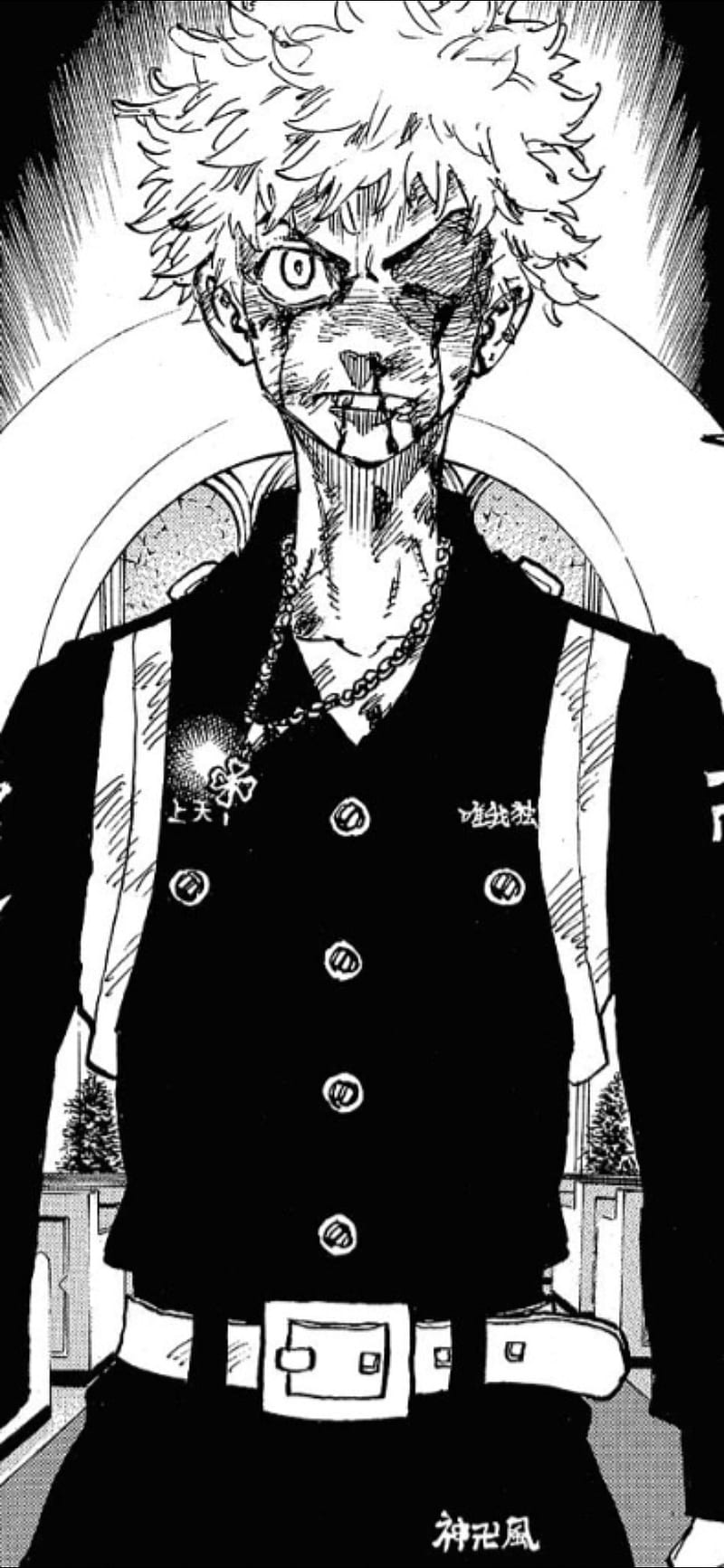 800x1733 Takemichi hanagaki, tokyo revenge, white, black, manga, anime, HD phone wallpaper