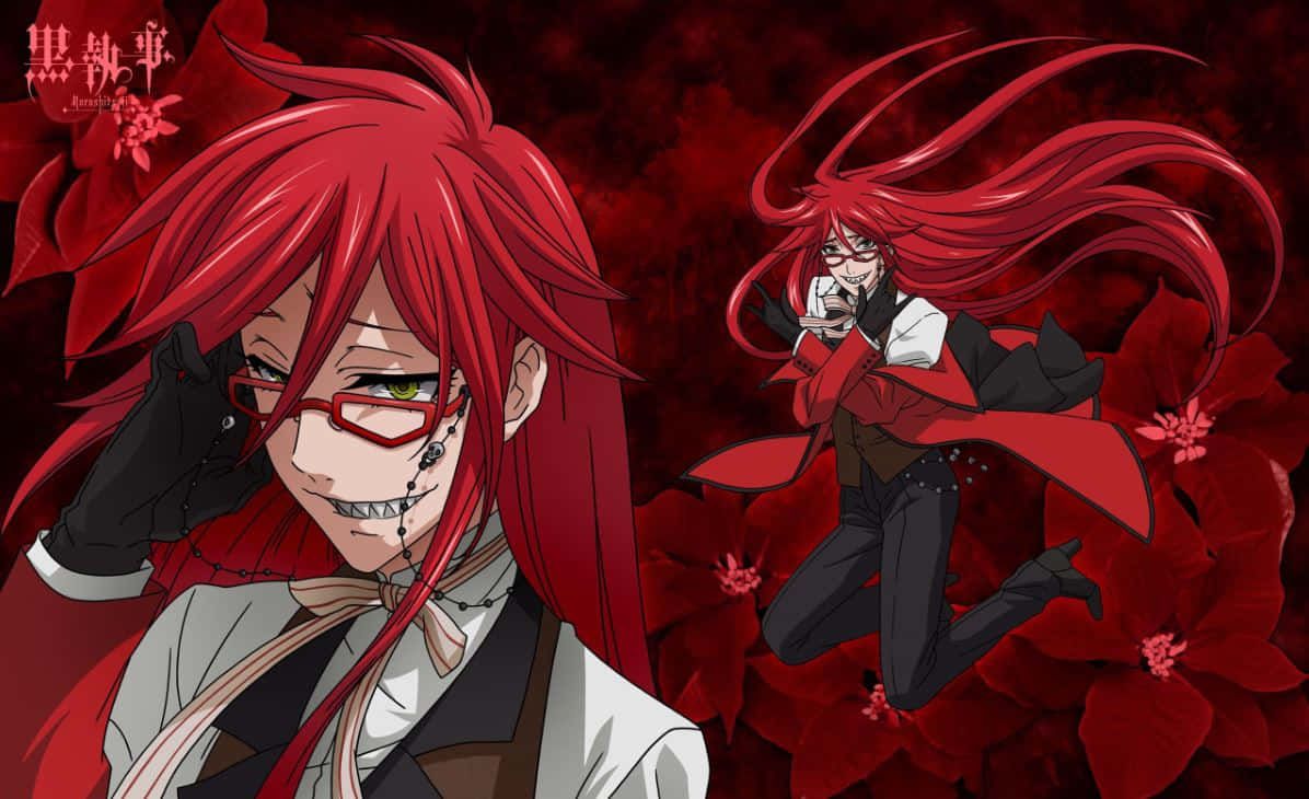1196x730 Download The Lethal Red Reaper, Grell Sutcliff Wallpaper