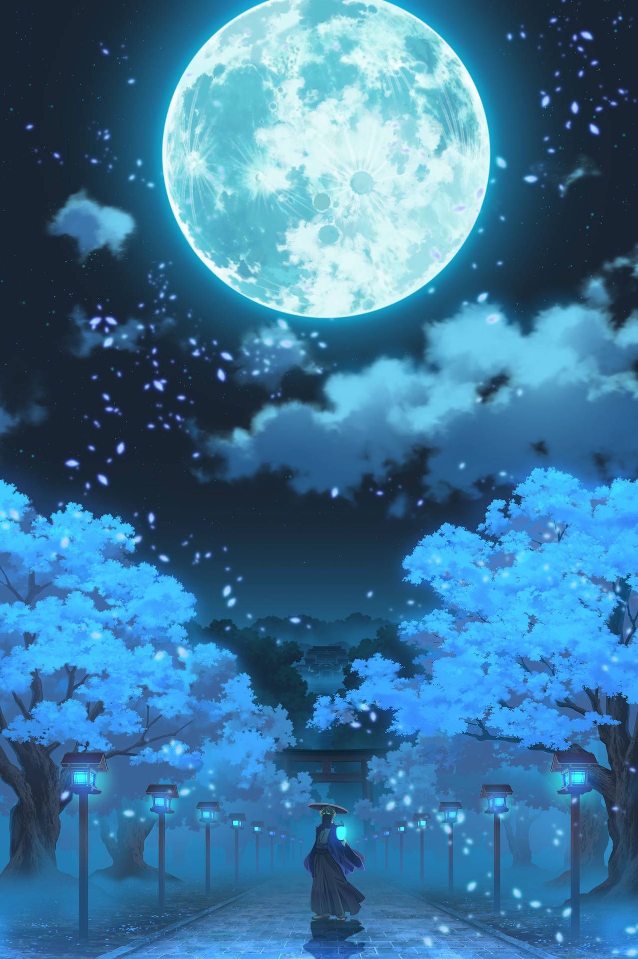 1278x1920 Download Galaxy Moon Anime Art Wallpaper