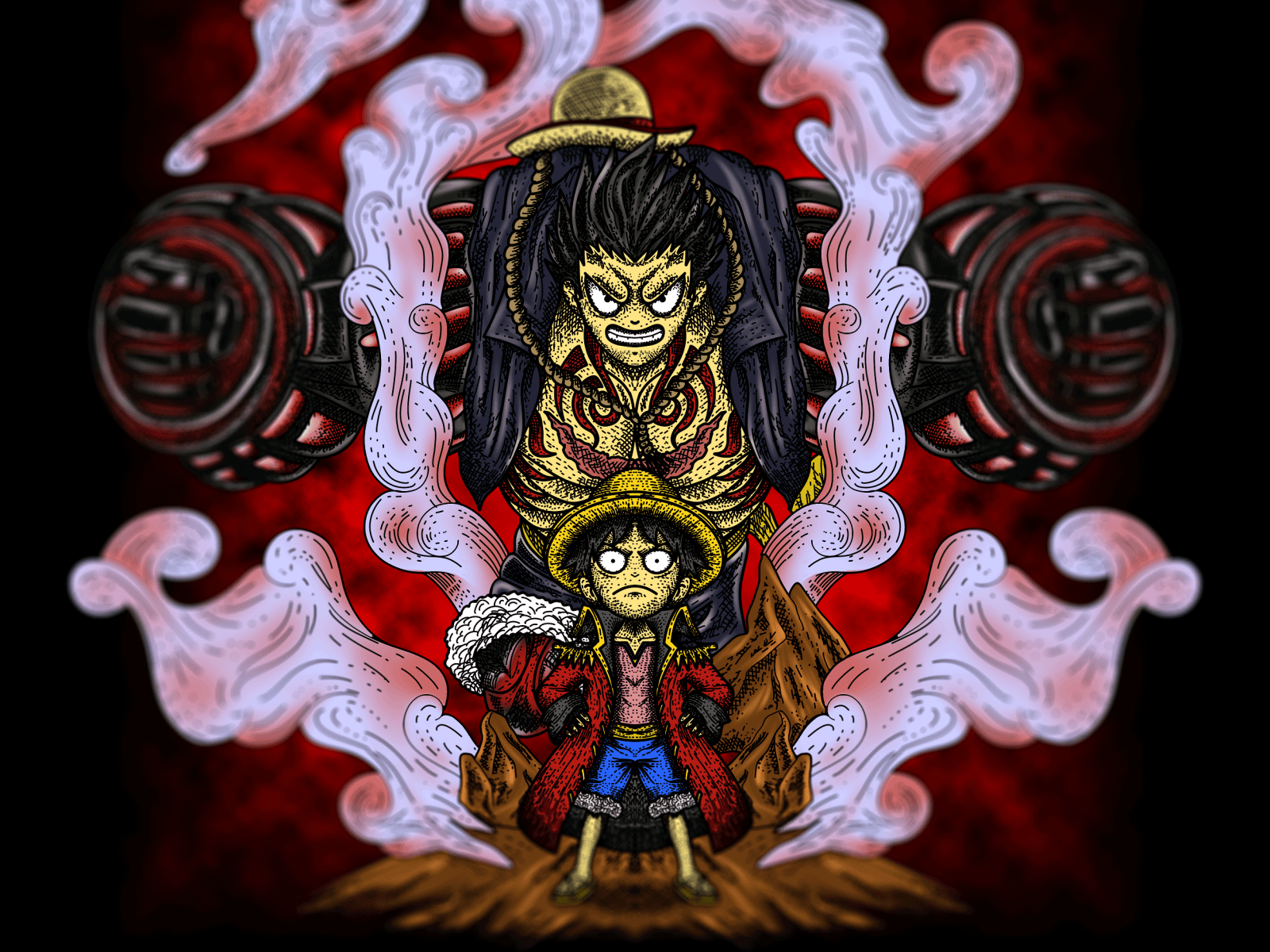 1600x1200 kid luffy x gear4 by BiiPro on Dribbble