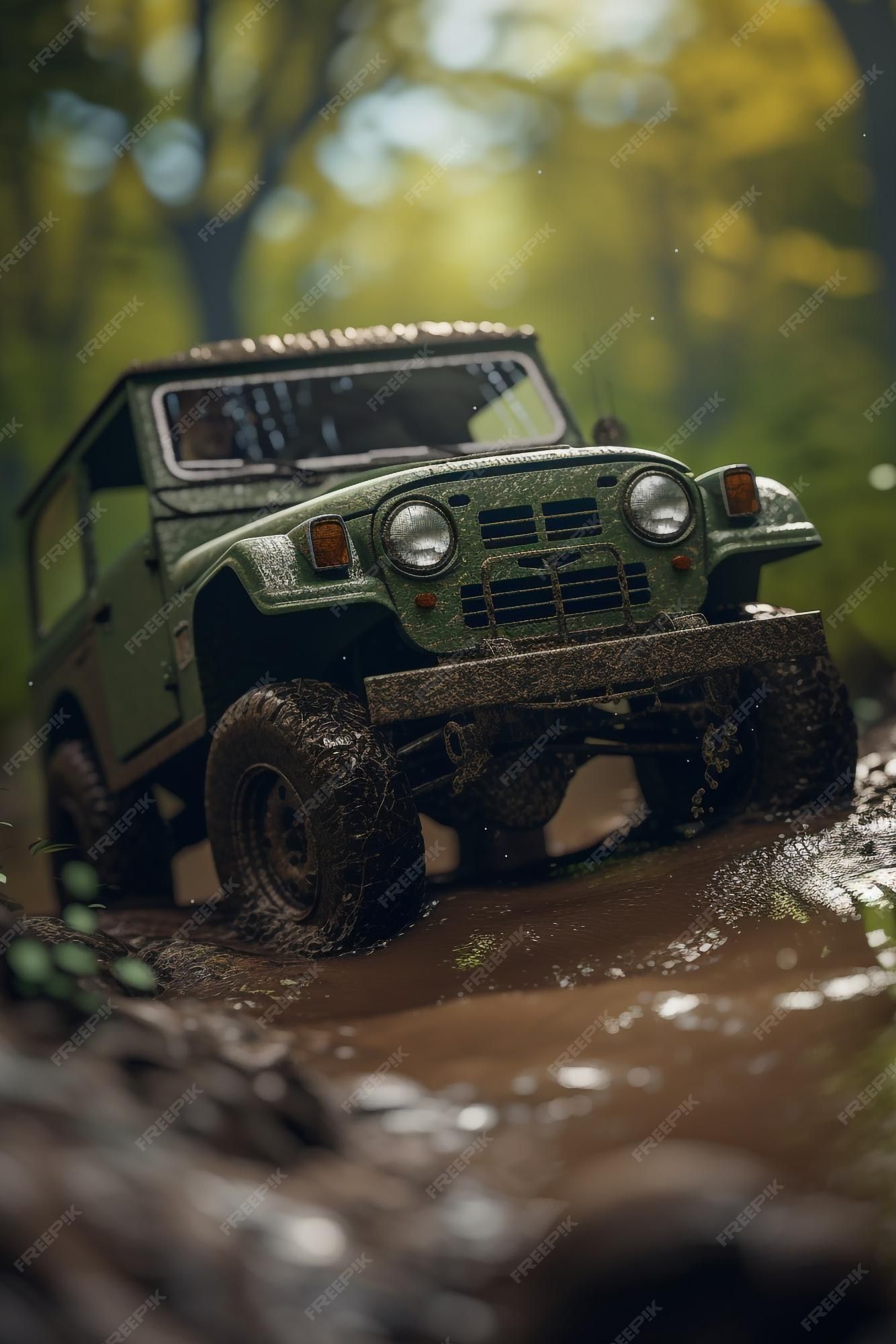 1334x2000 Premium Photo. Green 4x4 sport car wallpaper on smoke background