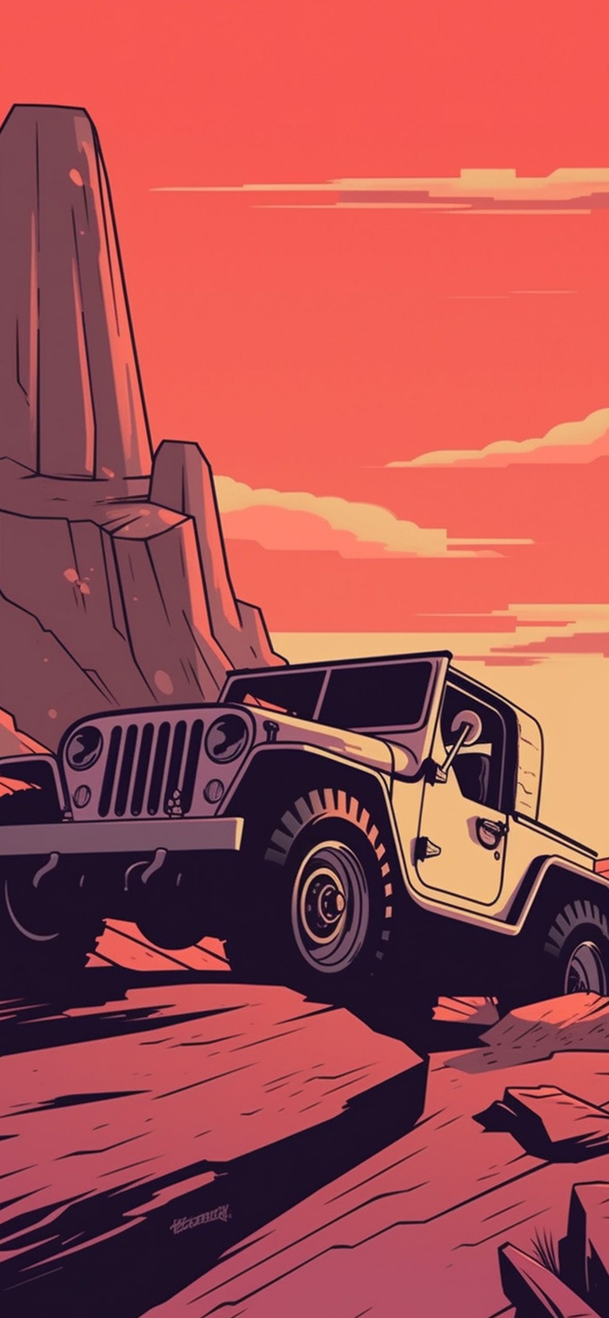 1183x2560 Jeep Willys Red Wallpaper
