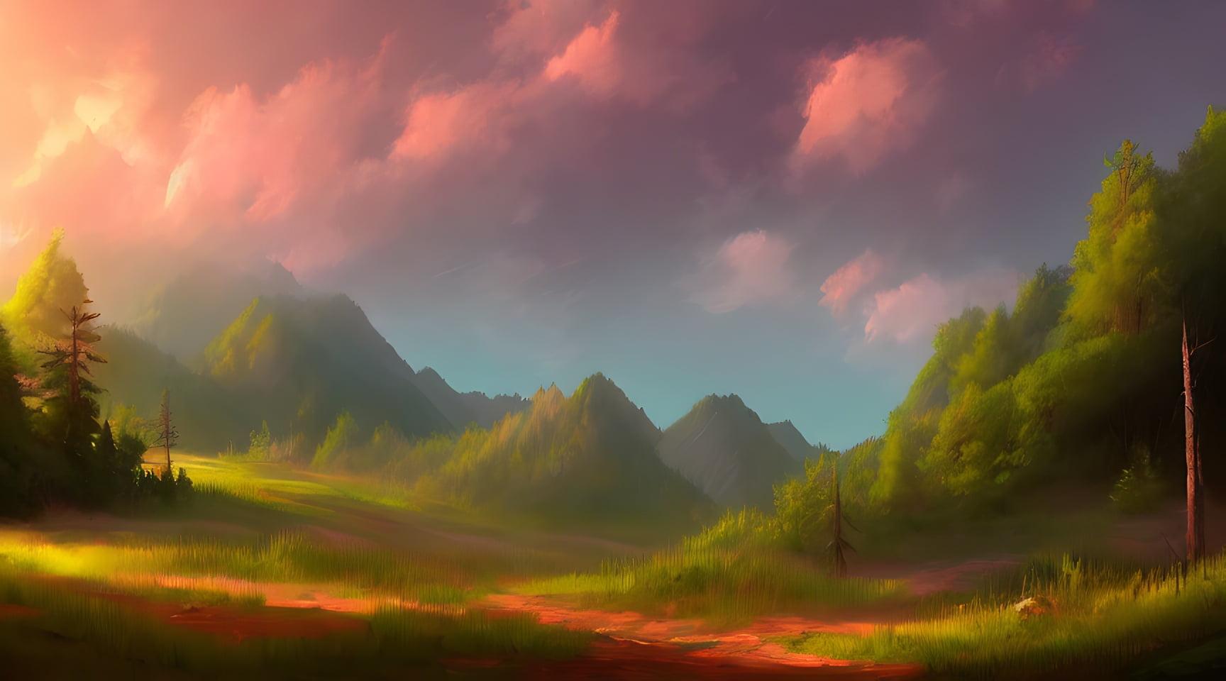 1728x960 Professional Digital Art Of Lo Fi Landscape Bg Painting