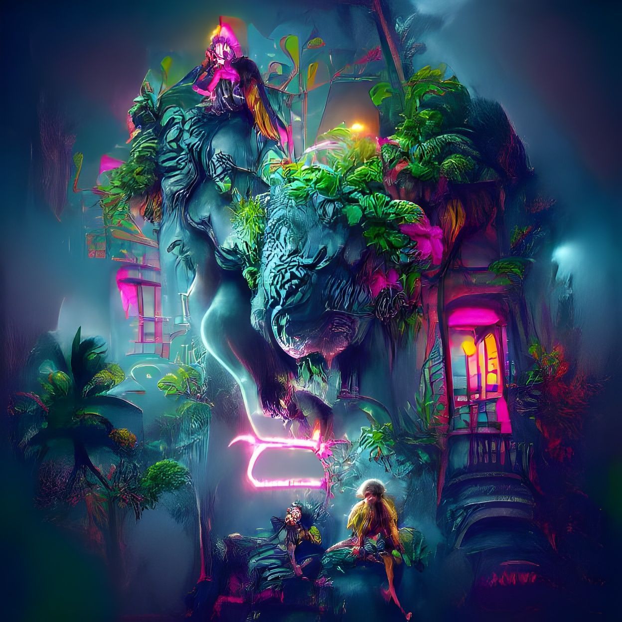 1248x1248 Neon jungle Generated Artwork