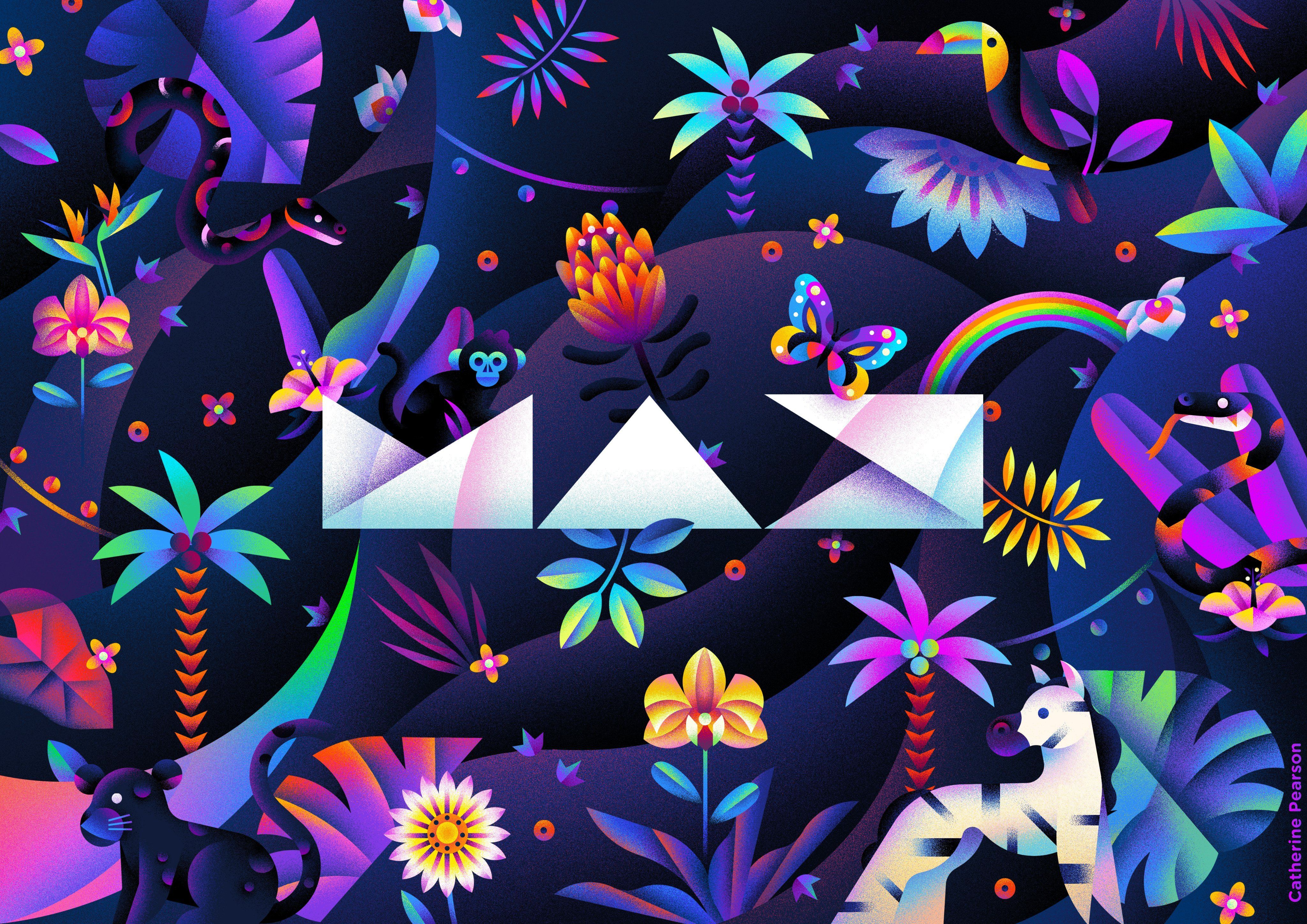 4096x2896 Behance on X: Neon jungle #AdobeMAX wallpaper cocreated with illustrator Catherine Pearson