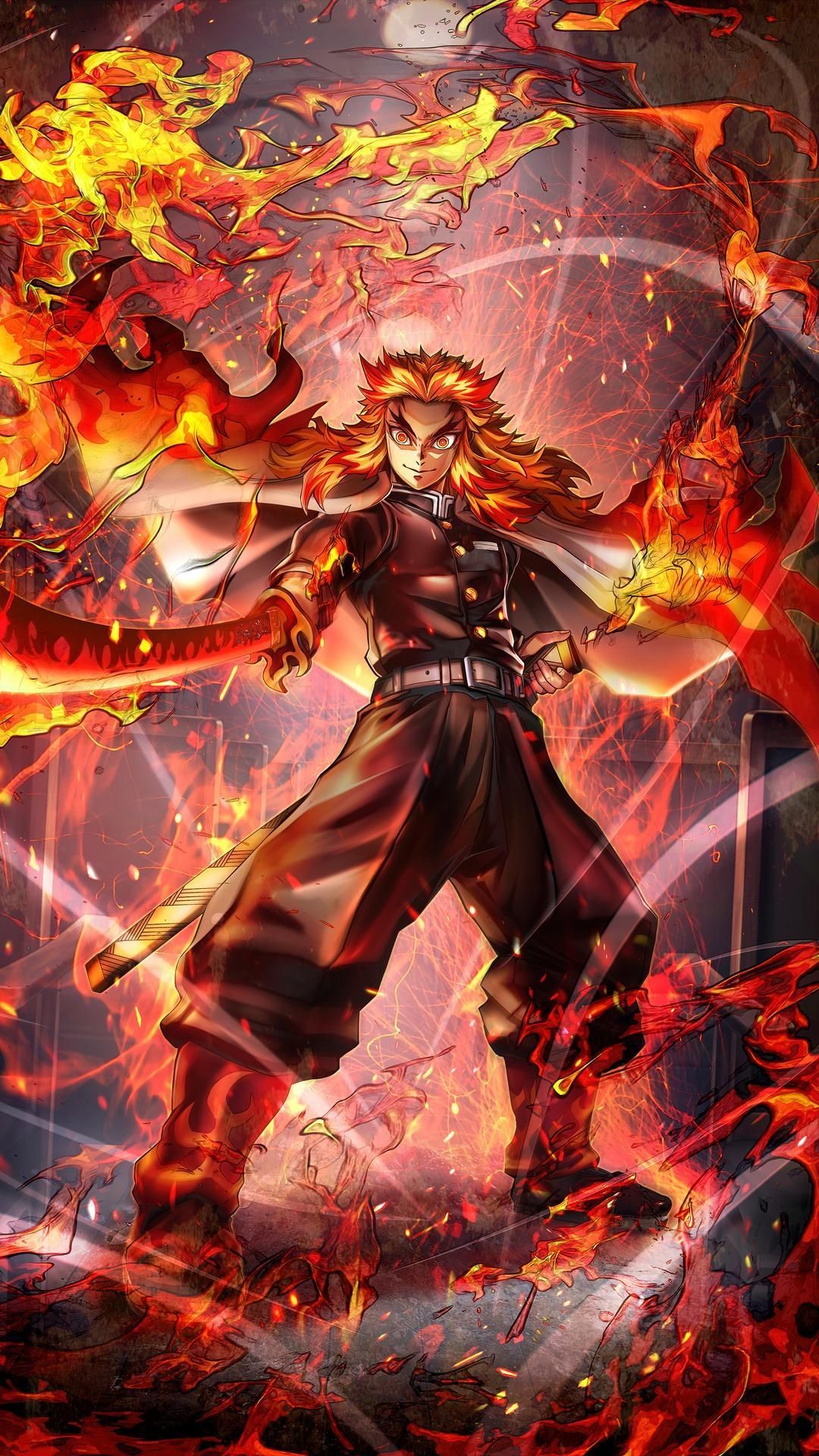 1080x1920 Kyojuro Rengoku no Yaiba. Anime main characters, Anime, Anime demon