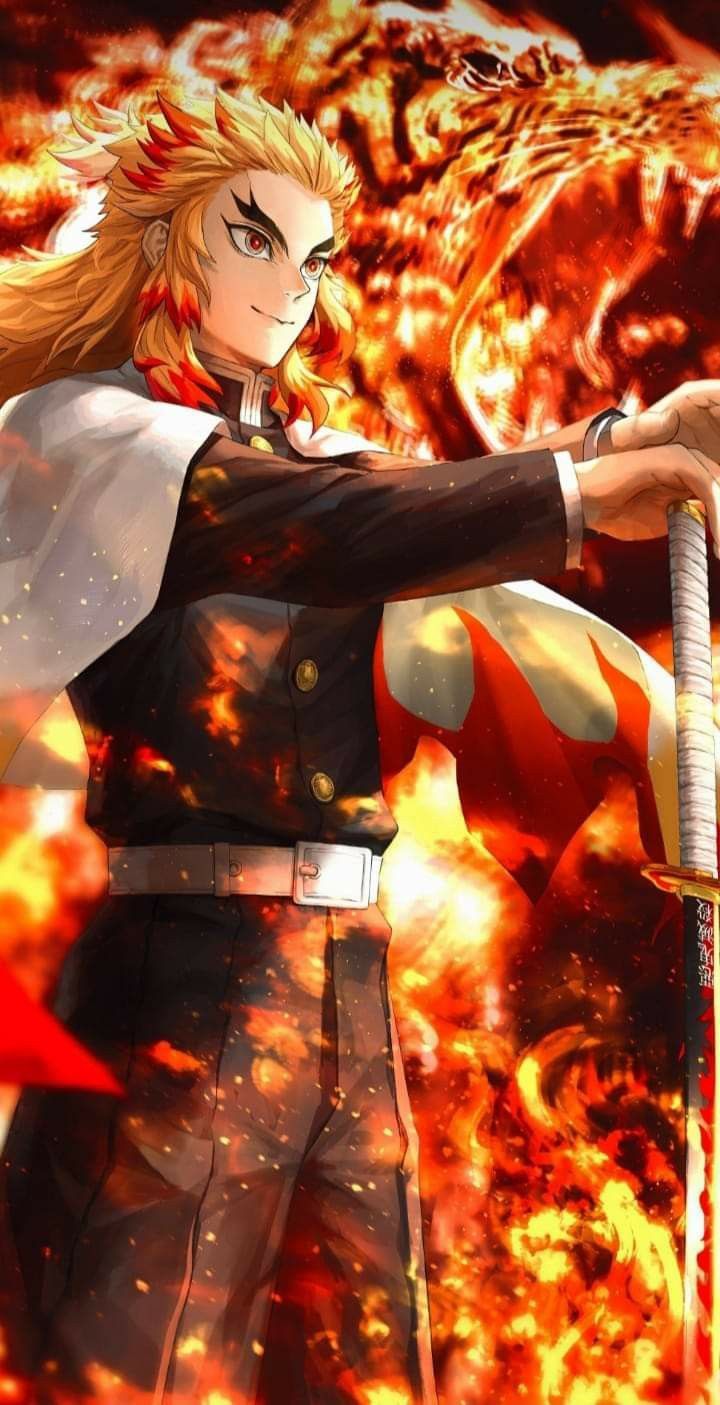 720x1405 Anime phone wallpaper Kimetsu no yaiba wallpaper Rengoku kyojuro
