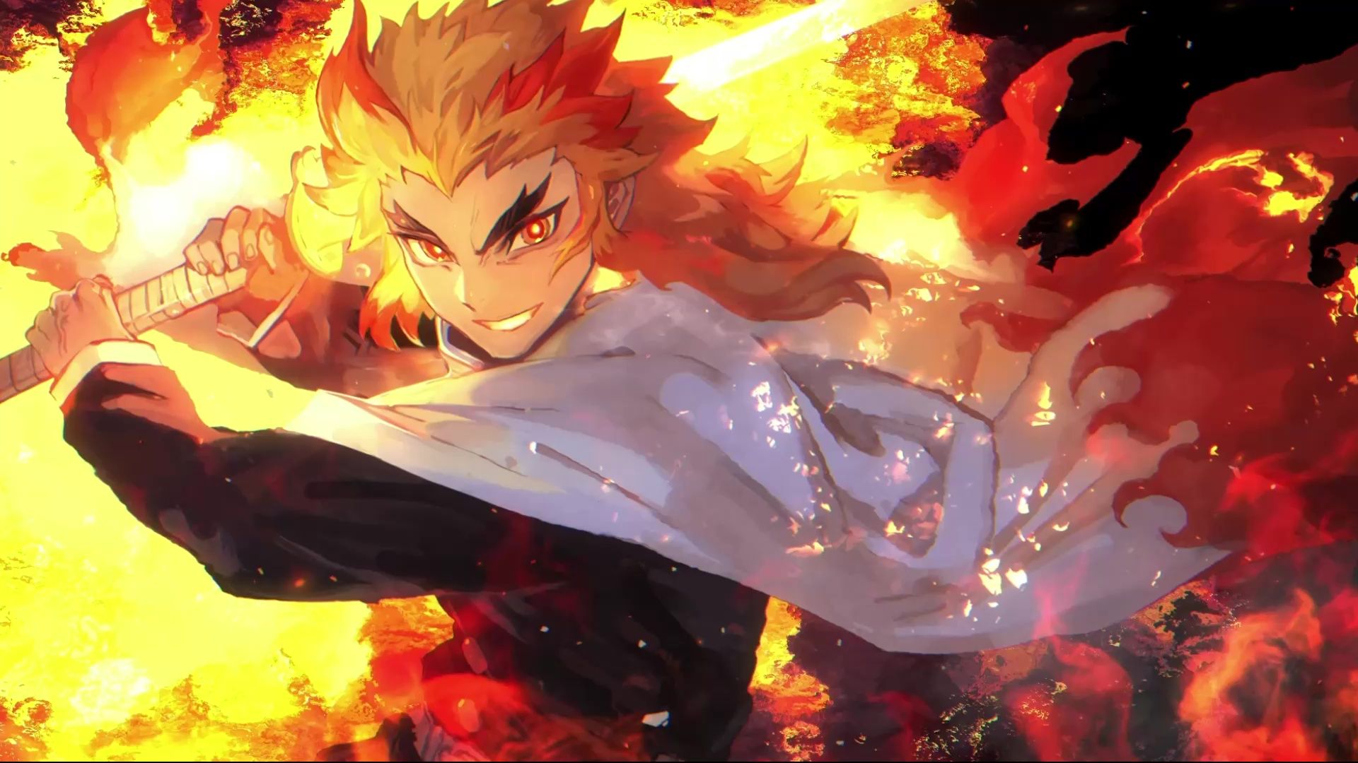 1920x1080 Kyojuro Rengoku Flame Kimetsu No Yaiba Live Wallpaper