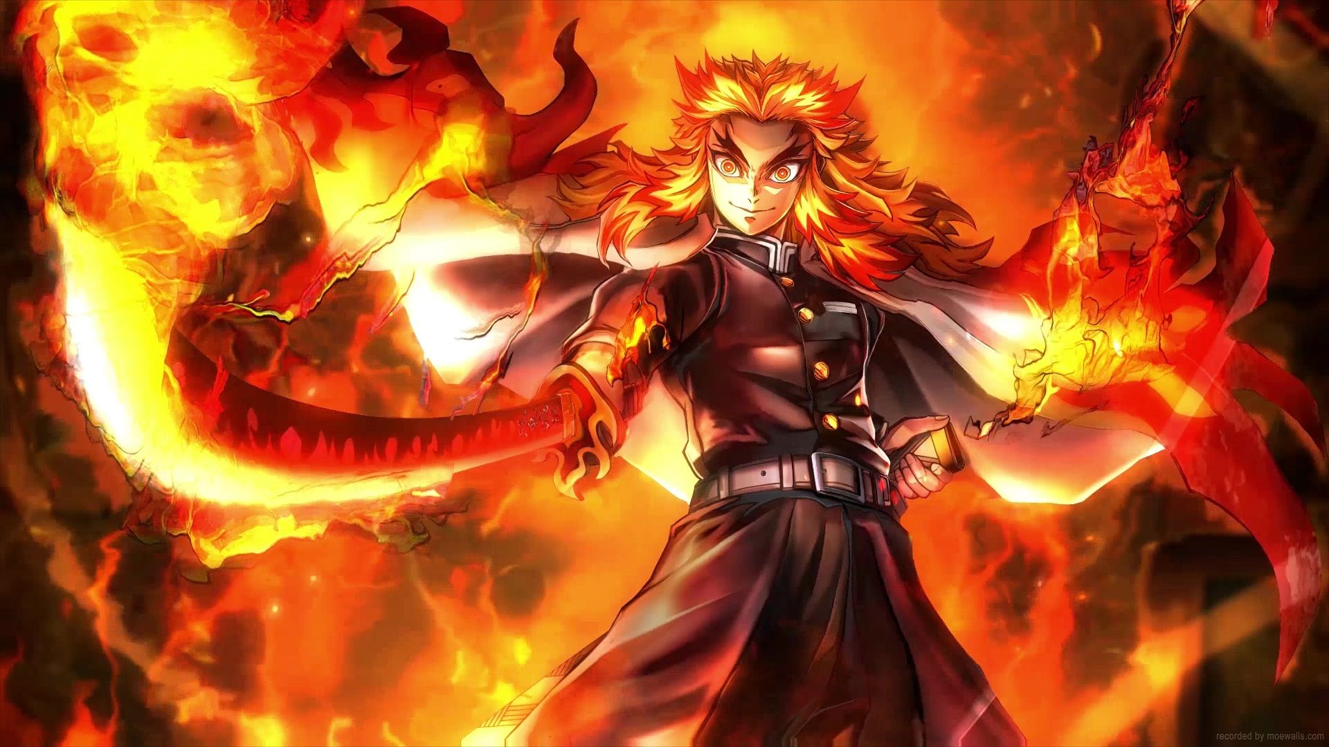 1920x1080 Kyojuro Rengoku Ninth Form Kimetsu No Yaiba Live Wallpaper