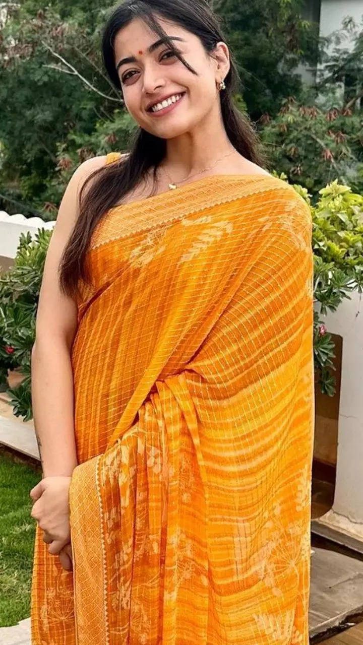 720x1280 Rashmika Mandanna is a ray of sunshine in bright yellow saree