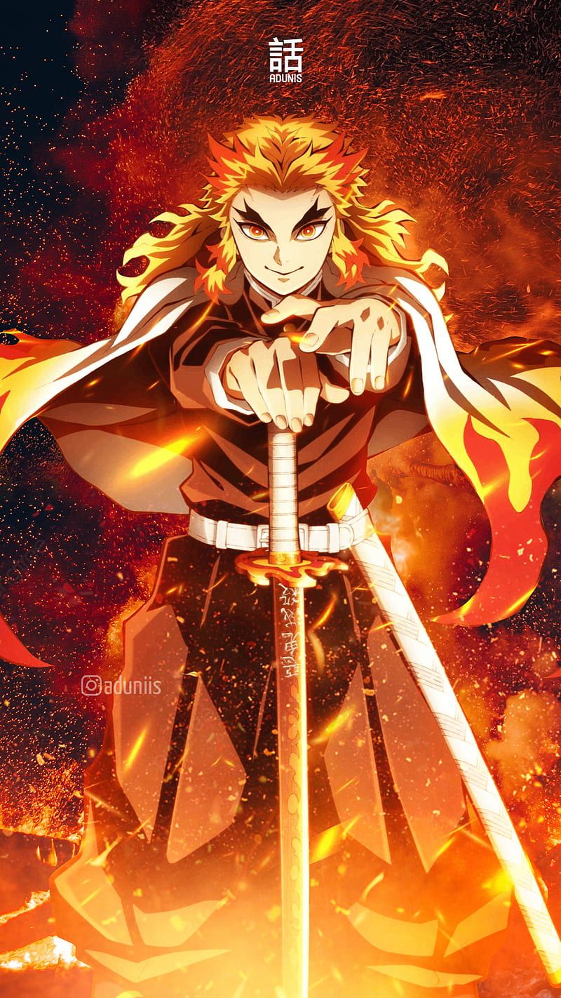 800x1422 Rengoku kyojuro, zenitsu, demon slayer, tanjiro, kimetsu no yaiba, kny, nezuko, HD phone wallpaper