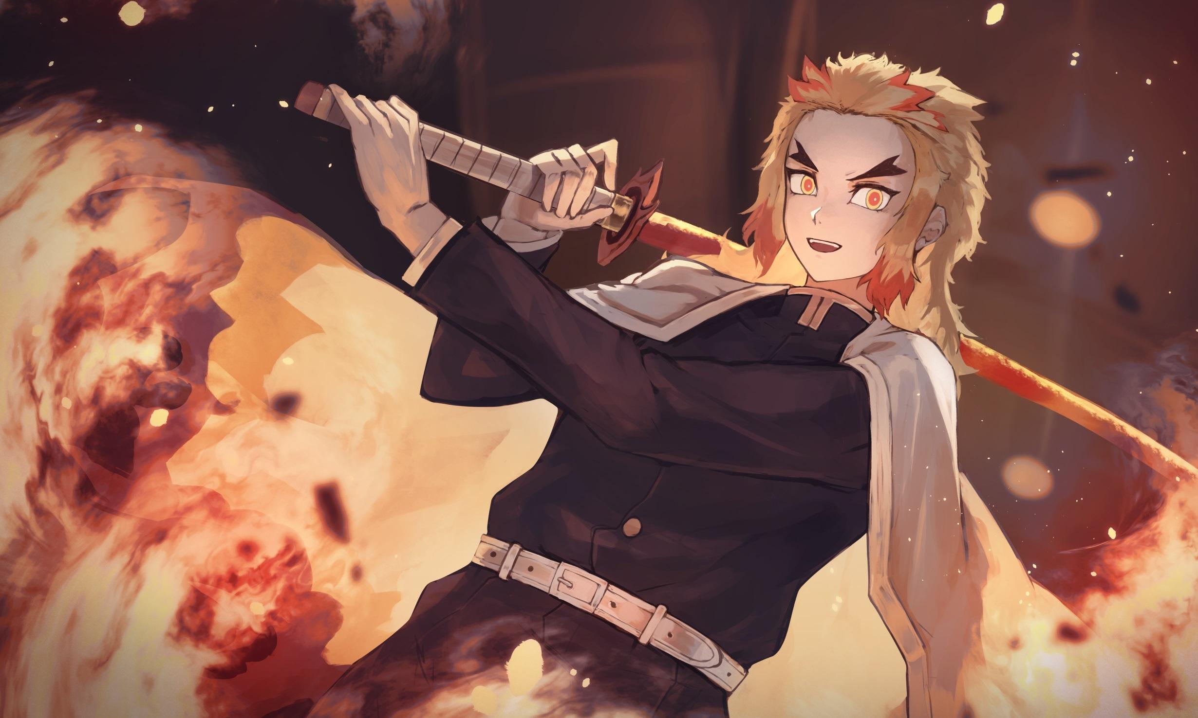 2460x1476 Kyojuro Rengoku Kimetsu No Yaiba Wallpaper