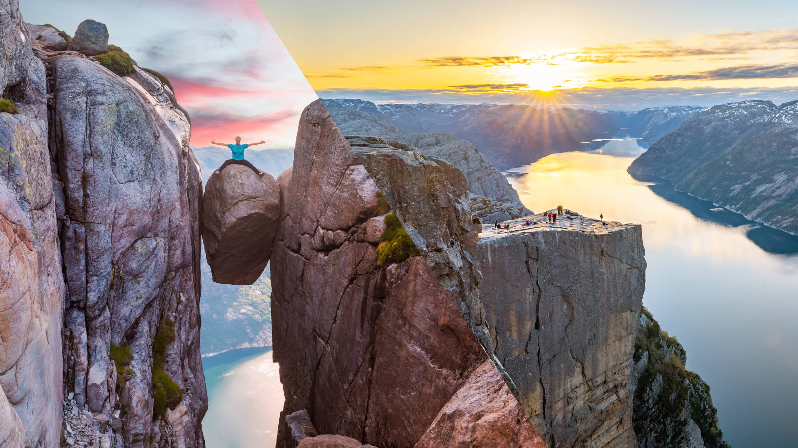 2560x1440 Hike to both the Kjerag Boulder and Preikestolen