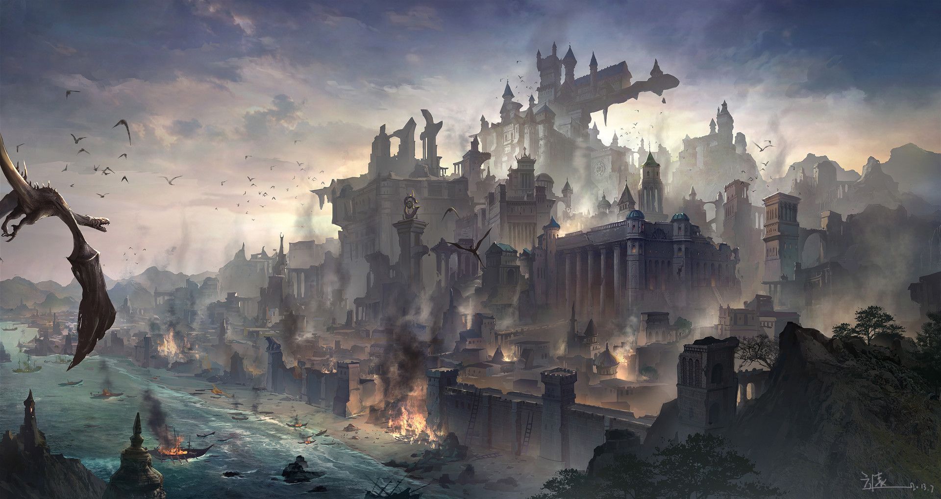 1920x1018 fangyuan- shenmodalu, fang yuan. Fantasy landscape, Fantasy city, Fantasy inspiration