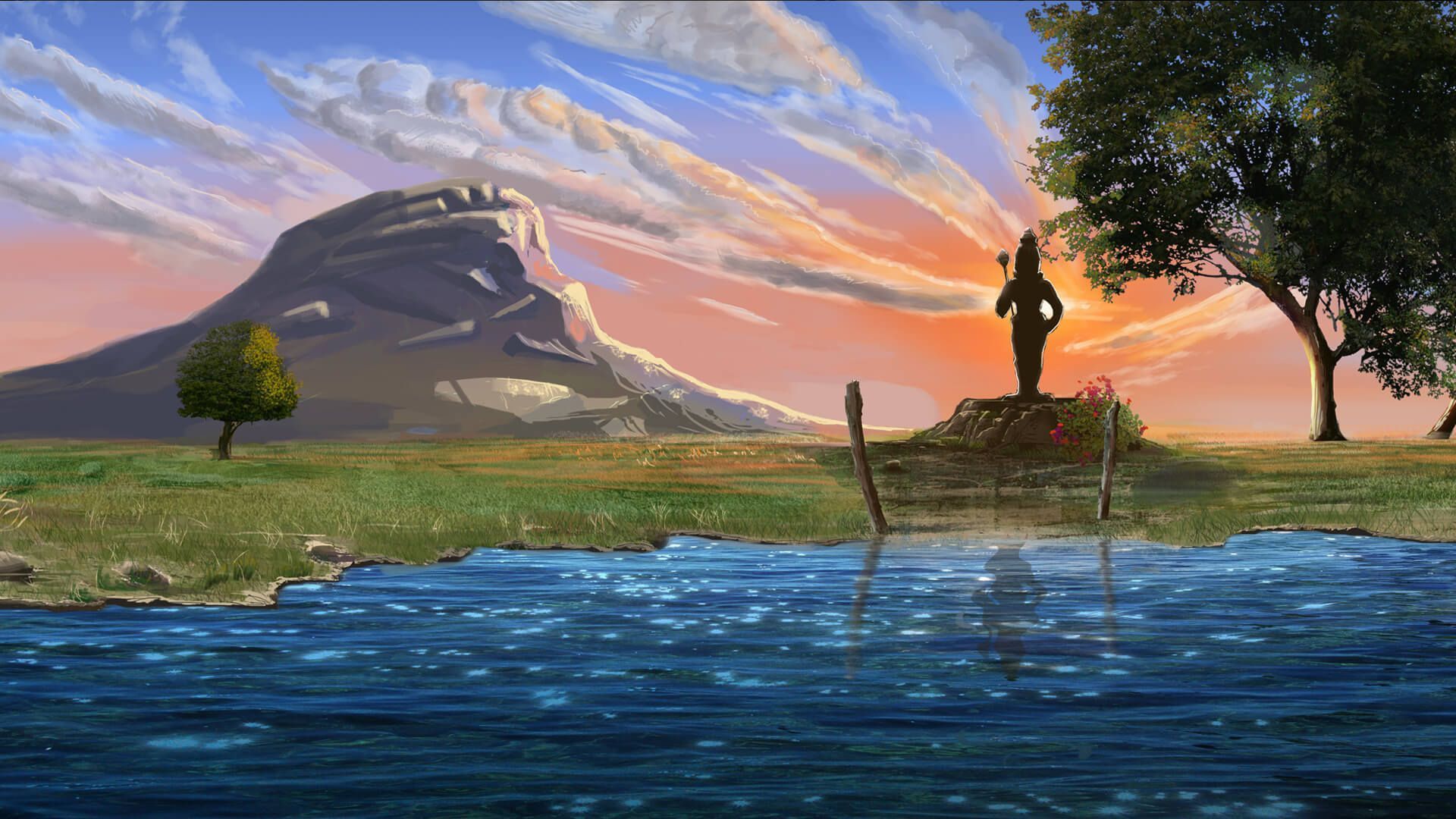 1920x1080 karthikeya movie matte paint work. Matte painting, Nature photography, Painting