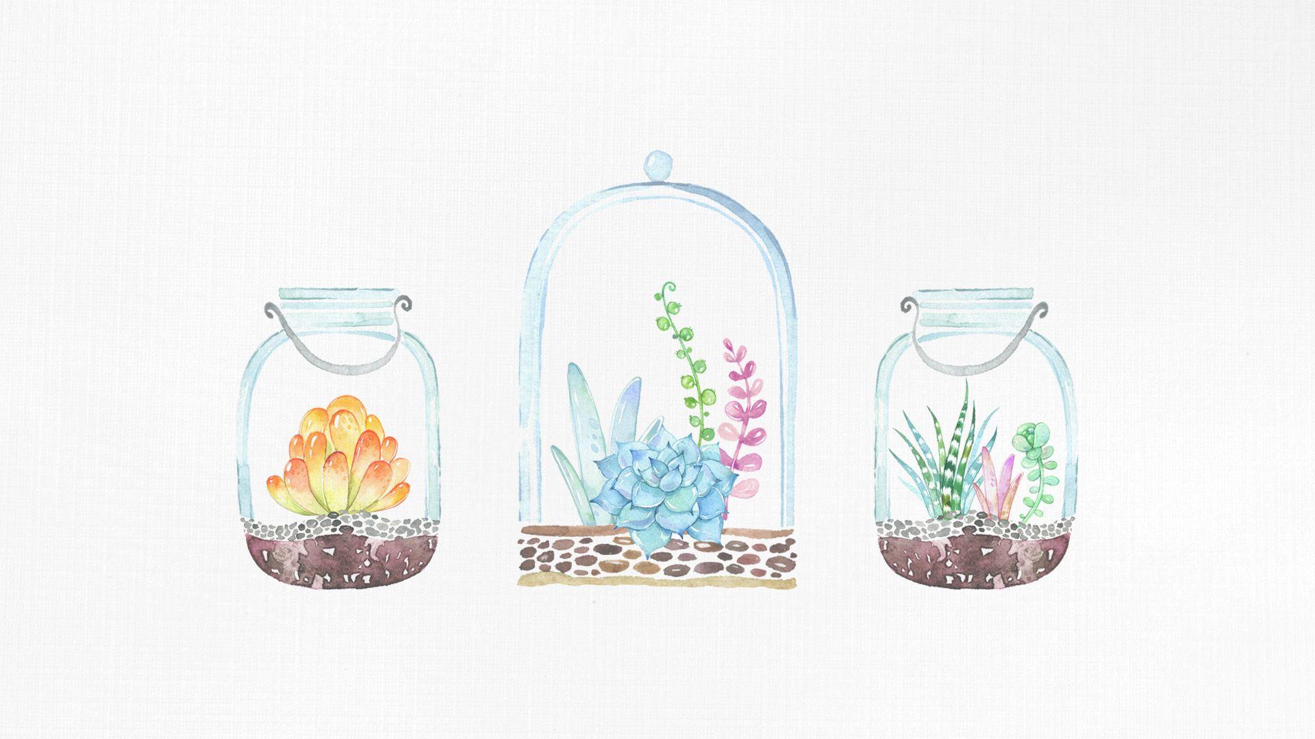 1920x1080 Free Desktop Wallpaper /// Mason Jar Succulents