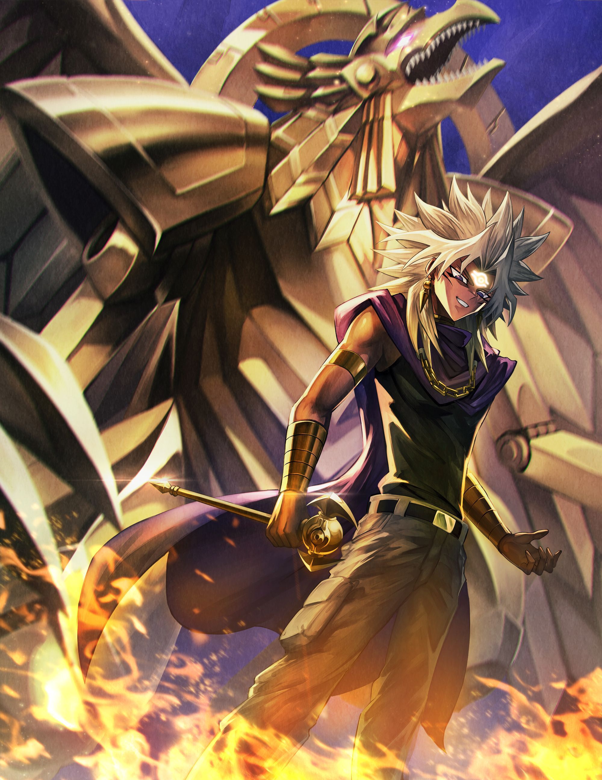 2000x2593 Yami Marik And The Winged Dragon Of Ra (yu Gi Oh! And 1 More) Drawn By Y.m