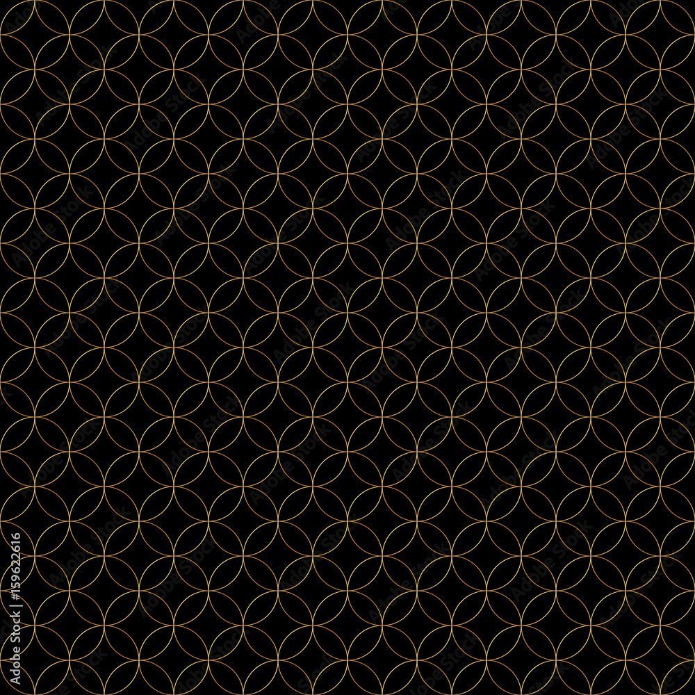 1000x1000 Abstract geometric seamless pattern with golden circles.Luxury background design. Modern stylish texture. Vector illustration. Used for wallpaper, pattern fills, web page, background, surface textures. Stock Vector