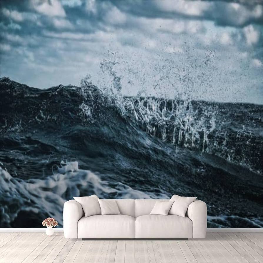 894x894 3D Wallpaper Out in a Rough sea Waves Crashing Self Adhesive Bedroom Living Room Dormitory Decor Wall Mural Stick and Peel Background Wall Ceiling Wardrobe Sticker : Tools & Home Improvement