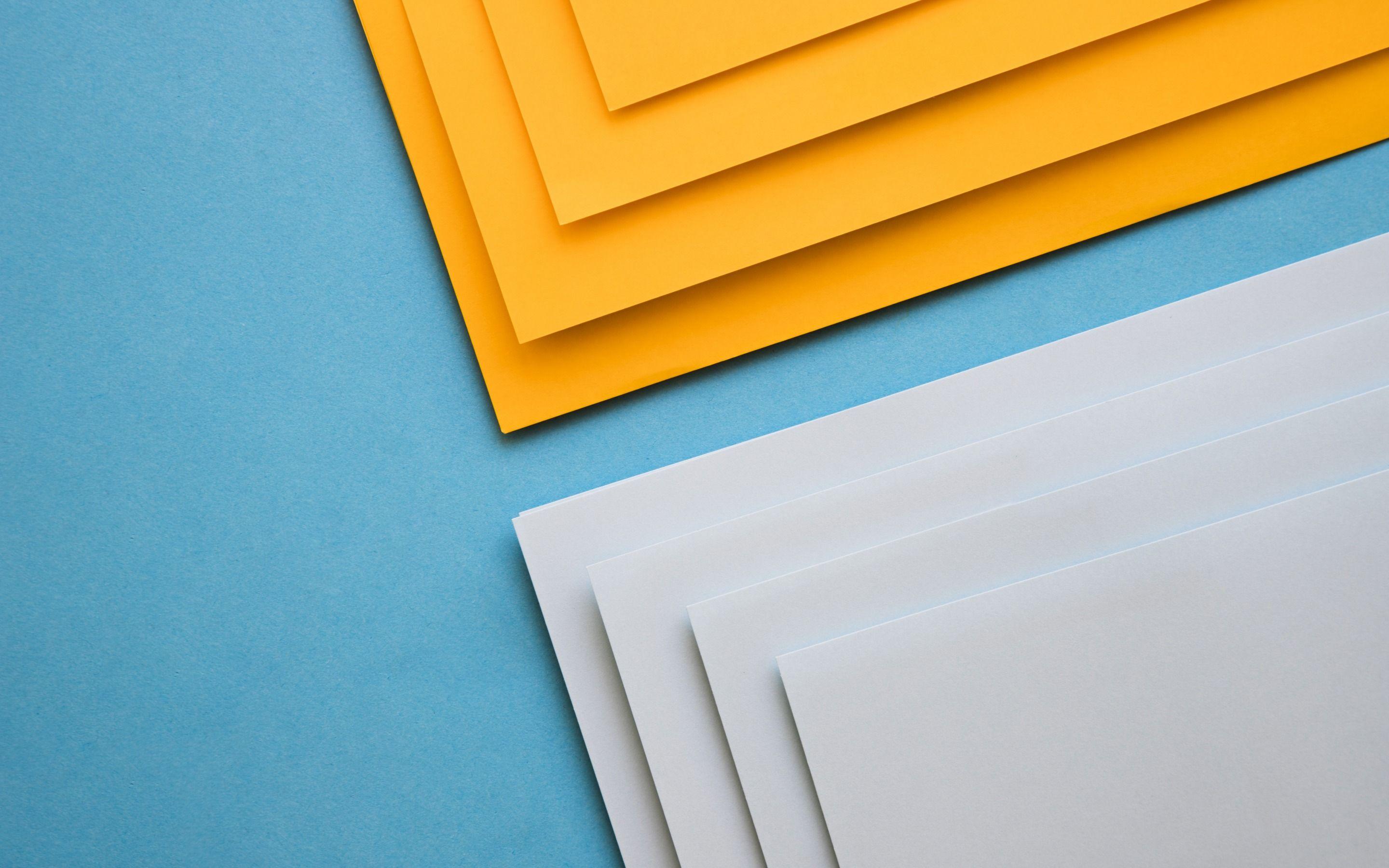 2880x1800 Download wallpaper yellow white abstraction, blue background