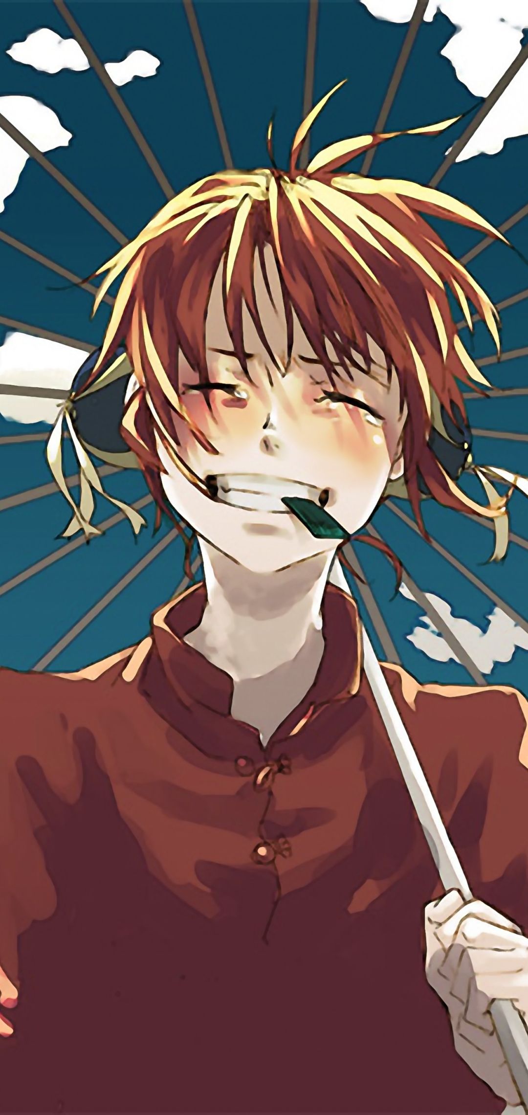 1080x2280 Mobile wallpaper: Anime, Umbrella, Orange Hair, Gintama, Kagura (Gintama), Crying, 1328636 download the picture for free