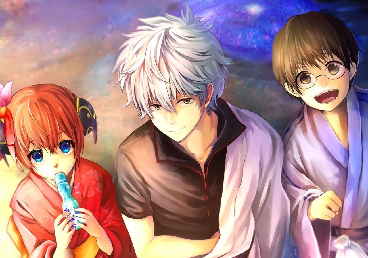 1280x900 Download wallpaper 1280x900 artwork, sakata gintoki, kagura, shimura shinpachi, gintama, anime, widescreen 1280x900 HD background, 9213