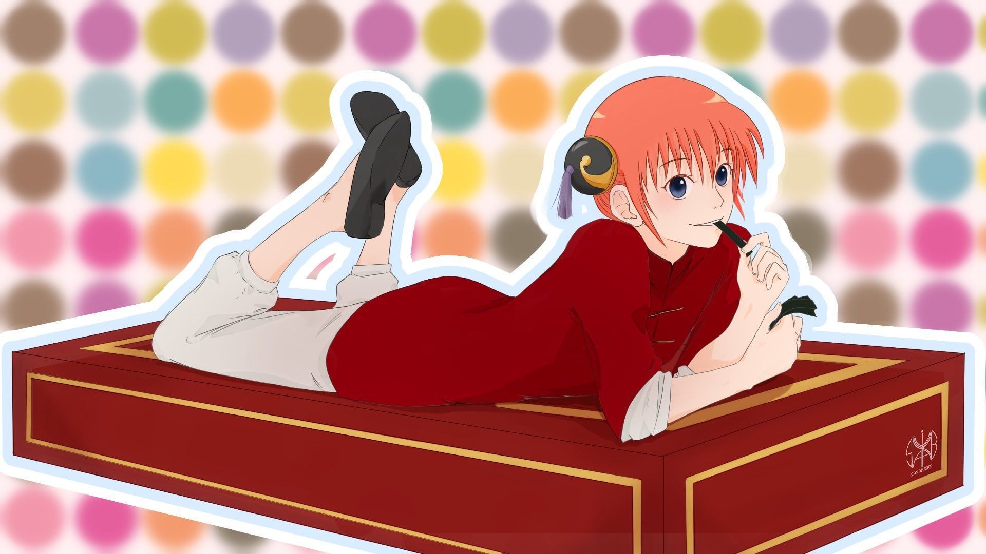 1920x1080 Kagura fanart I made. I'm quite proud of it tbh