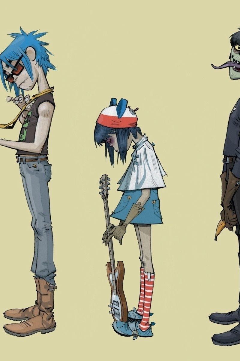 800x1200 Download wallpaper 800x1200 gorillaz, jamie hewlett, noodle, murdoc