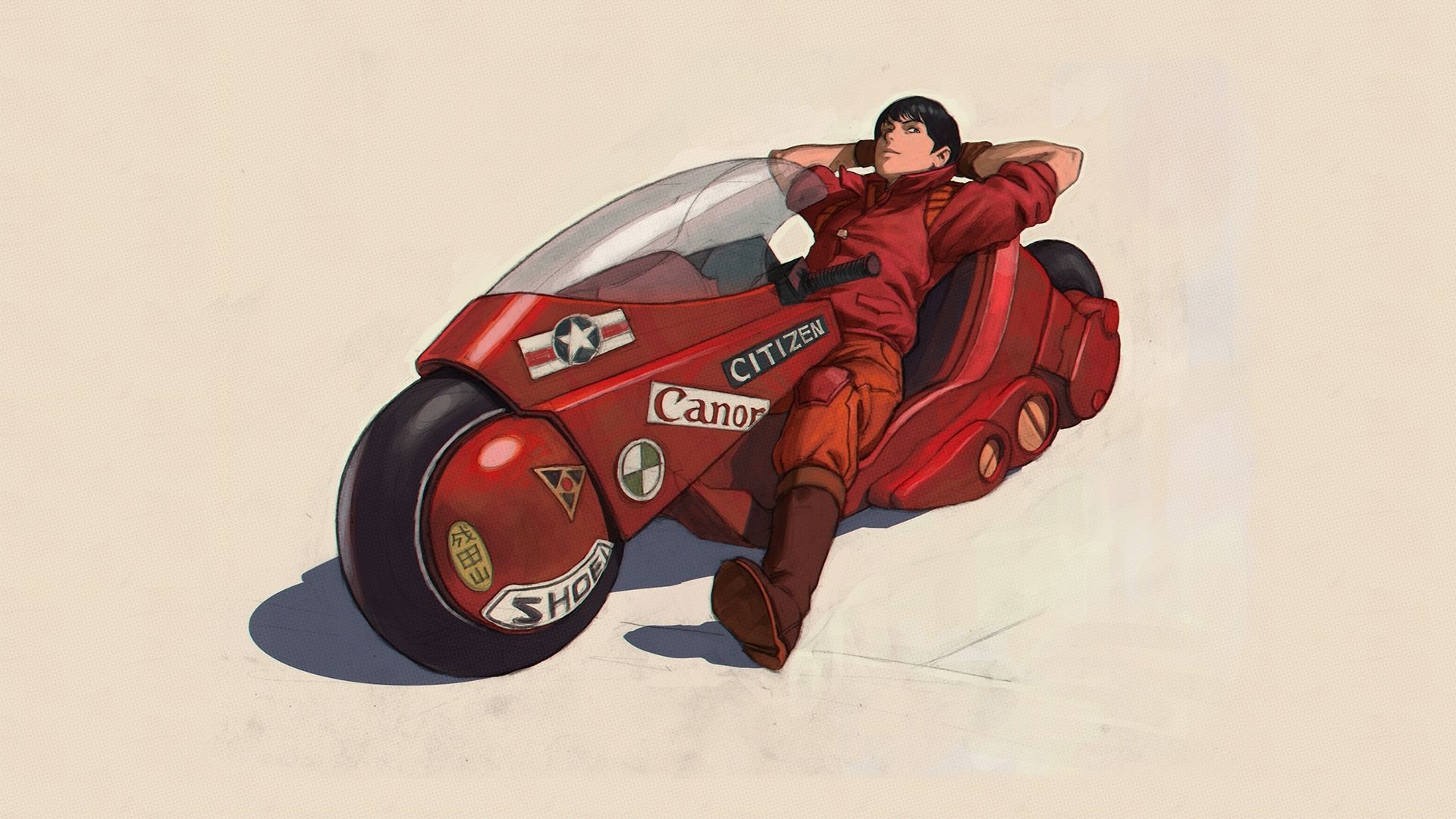 1920x1080 Download wallpaper fiction, stay, motorcycle, bike, cyberpunk, postapocalyptic, Akira, Akira, Kaneda's motorcycle, Kaneda, Kaneda, section other in resolution 1920x1080
