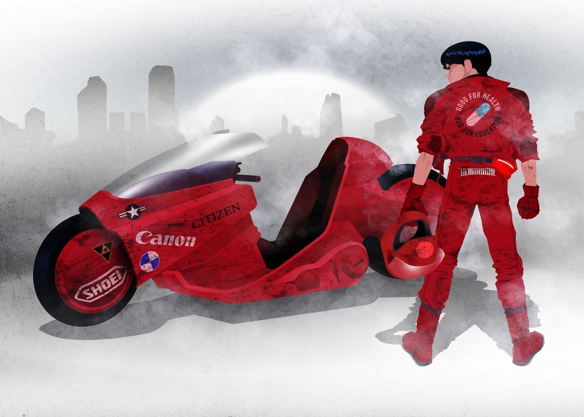 1200x857 Akira Kaneda and his bike' Poster