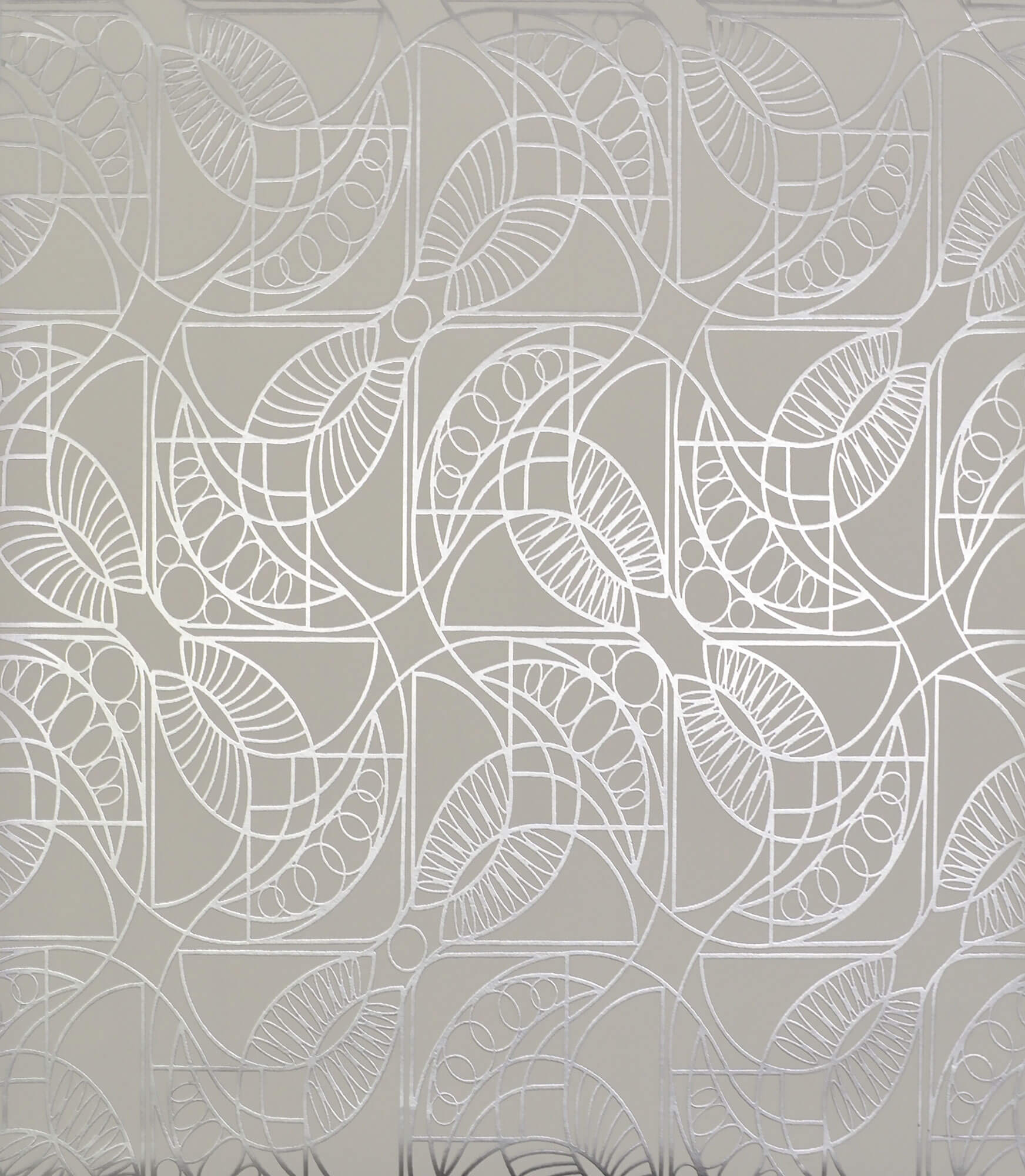 1744x2000 NW3524 Modern Metals Cartouche Wallpaper Silver