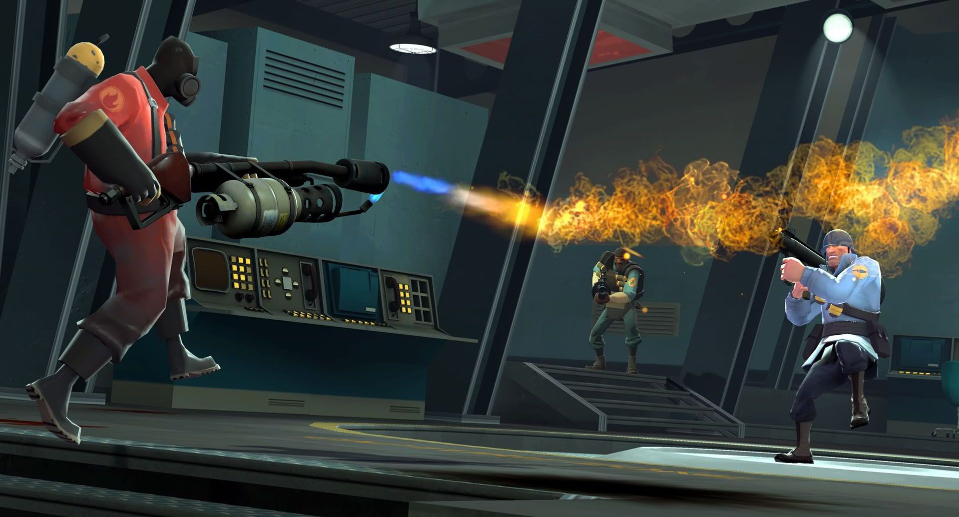 1920x1035 Pyro Vs Soldier Fortress 2 Wallpaper