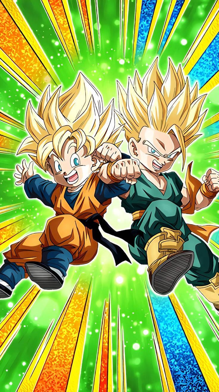 736x1317 Download Colorful Goten And Trunks Art Wallpaper