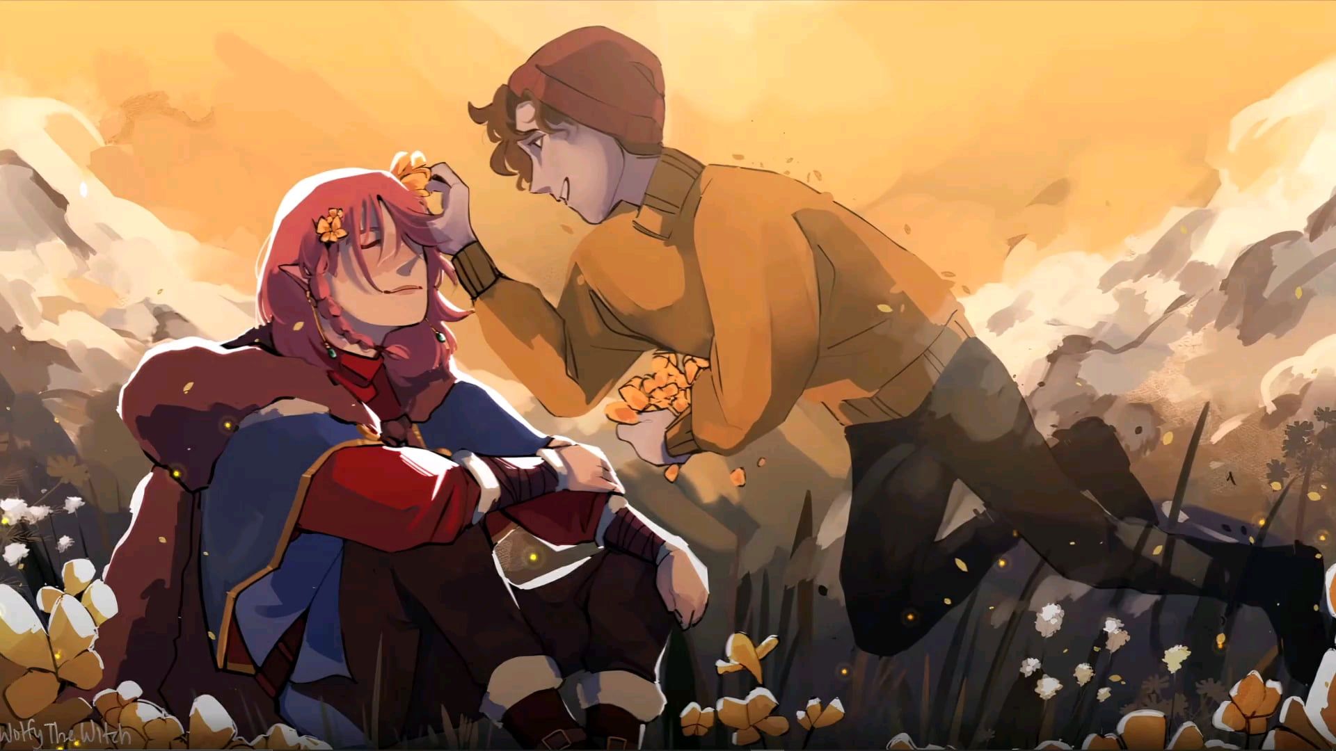 1920x1080 I made an animated wallpaper of Techno and Ghostbur :) [original art by: WolfyTheWitch]