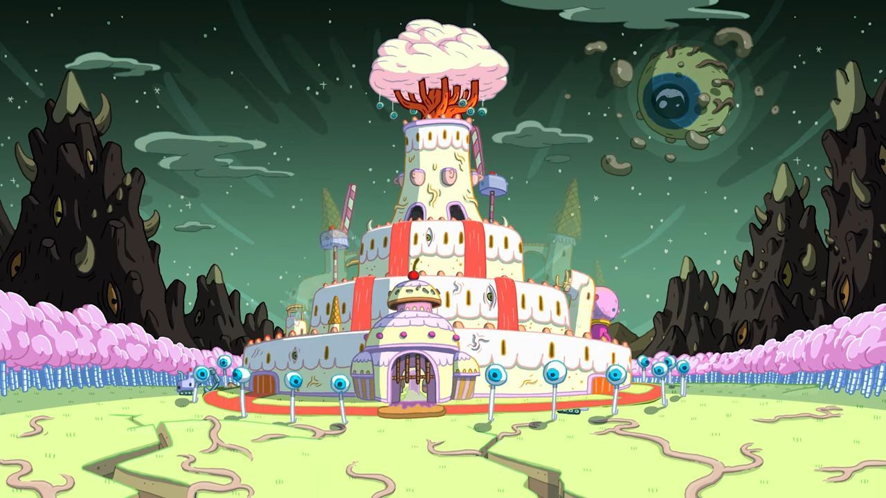 1280x720 Wierd Eyeball Asteroid in the Background of a candy kingdom timelapse