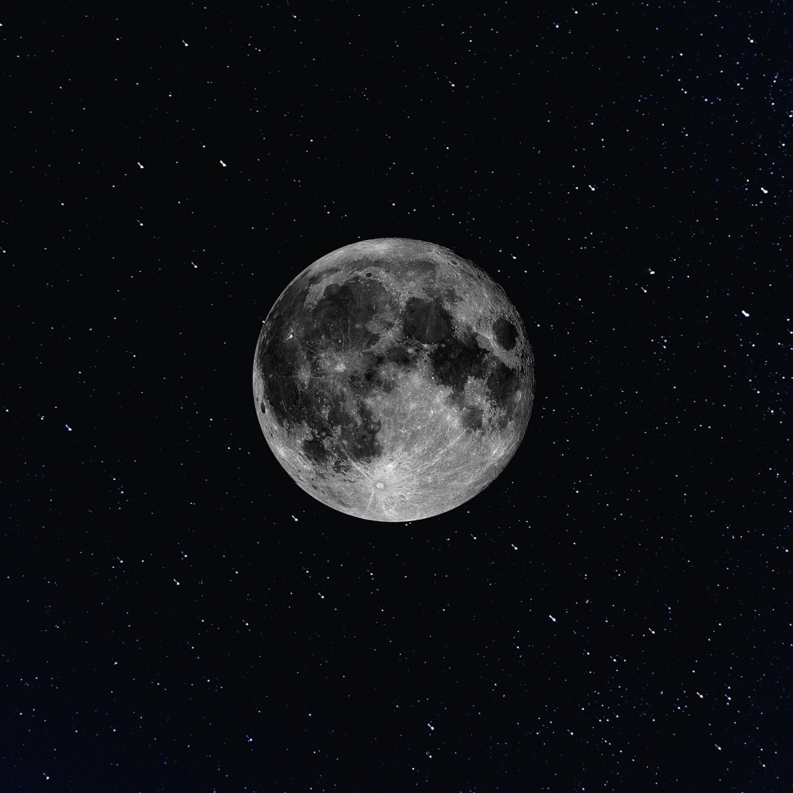 2732x2732 Moon Wallpaper 4K, Starry sky, Night